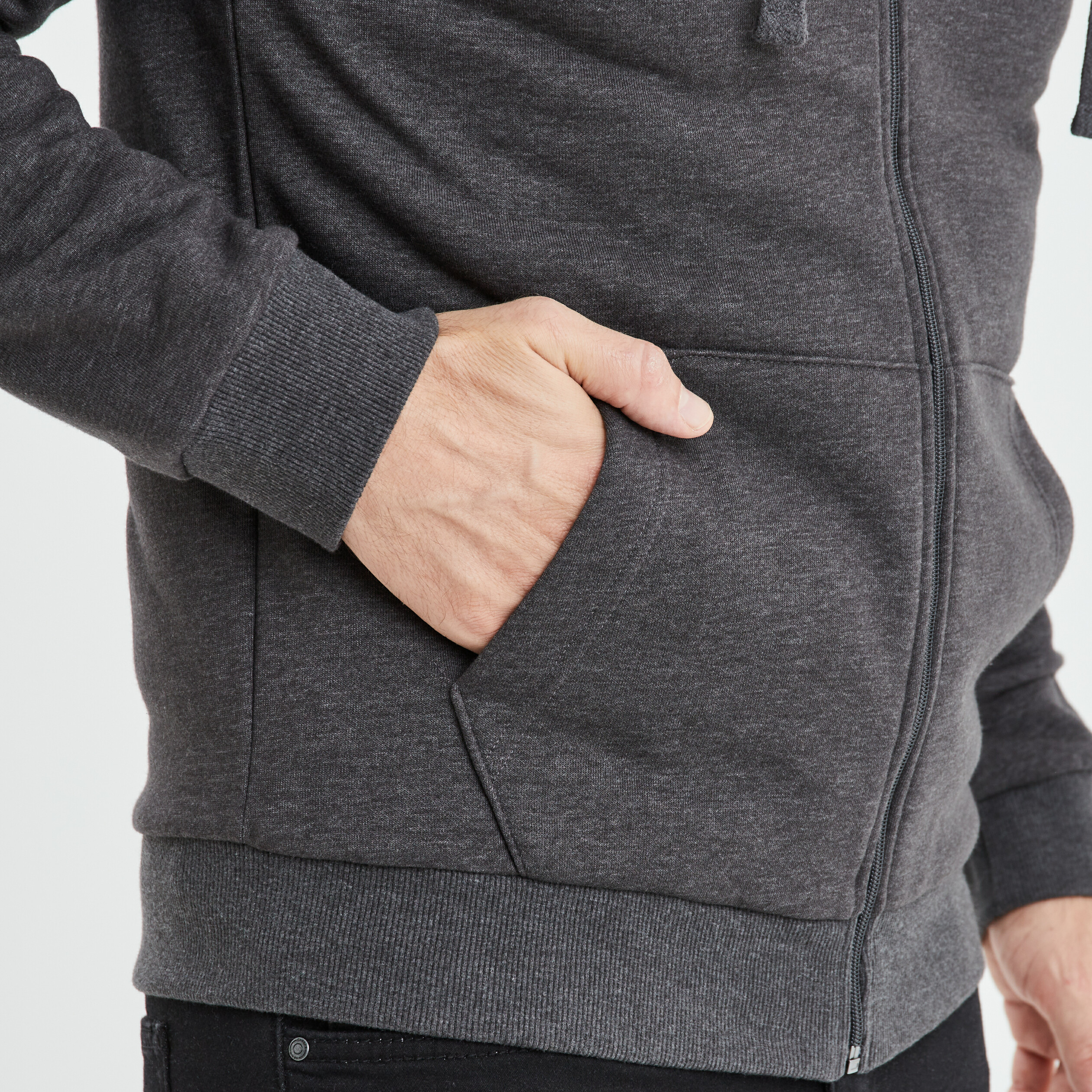 Sweat zippé à capuche gris foncé homme