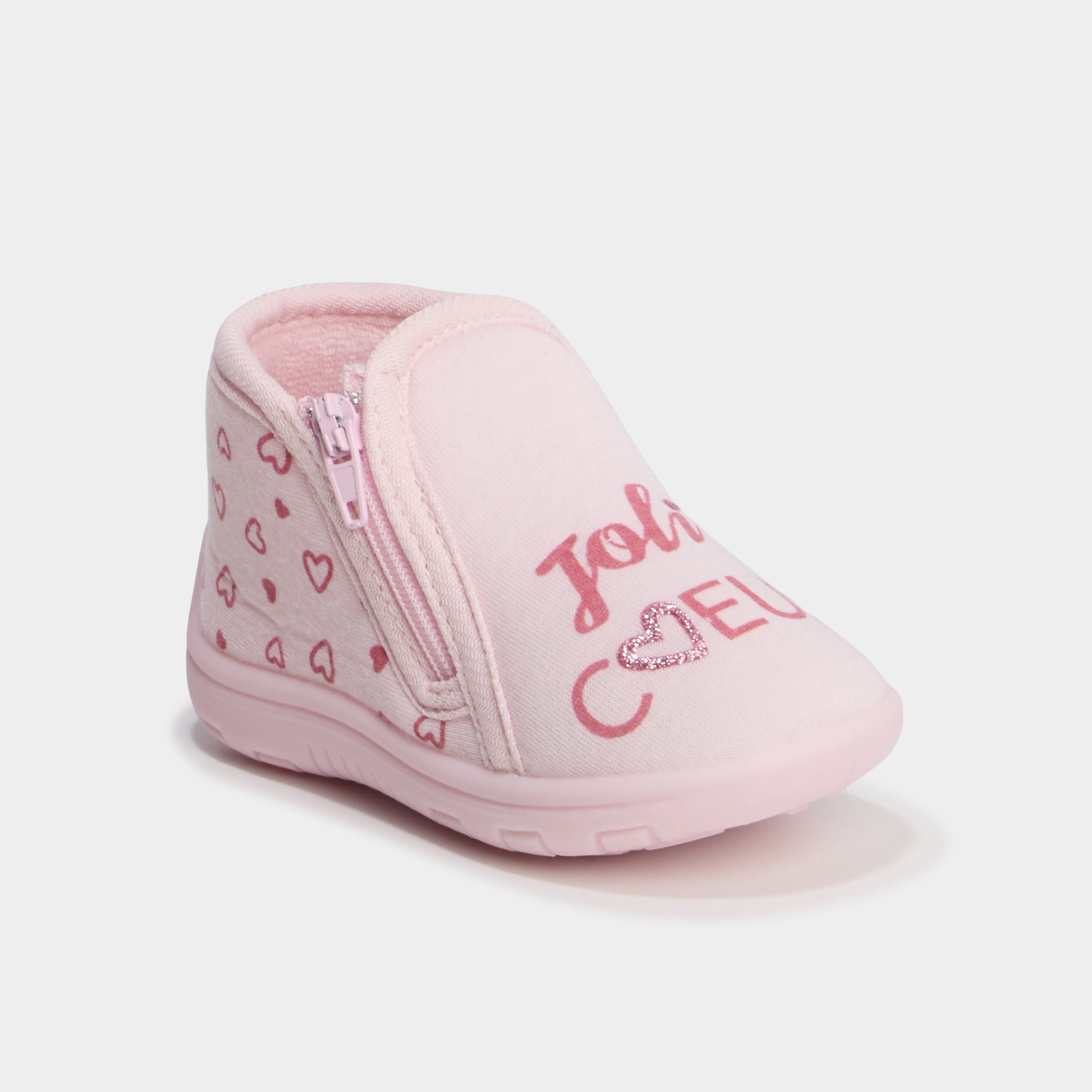 Chaussons bottillons zipp&eacute;s rose b&eacute;b&eacute; fille
