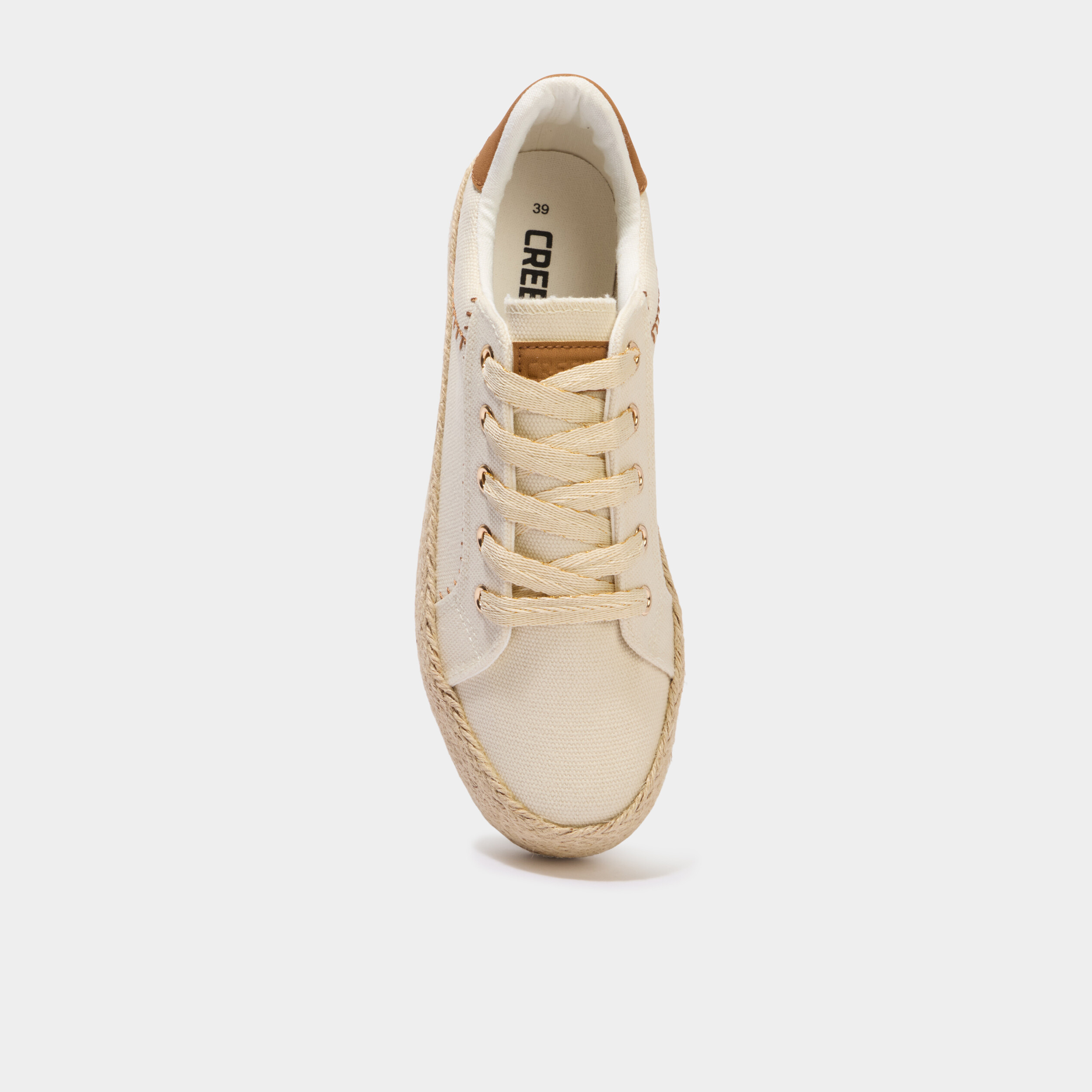 Tennis basses en toile compens&eacute;es sable femme
