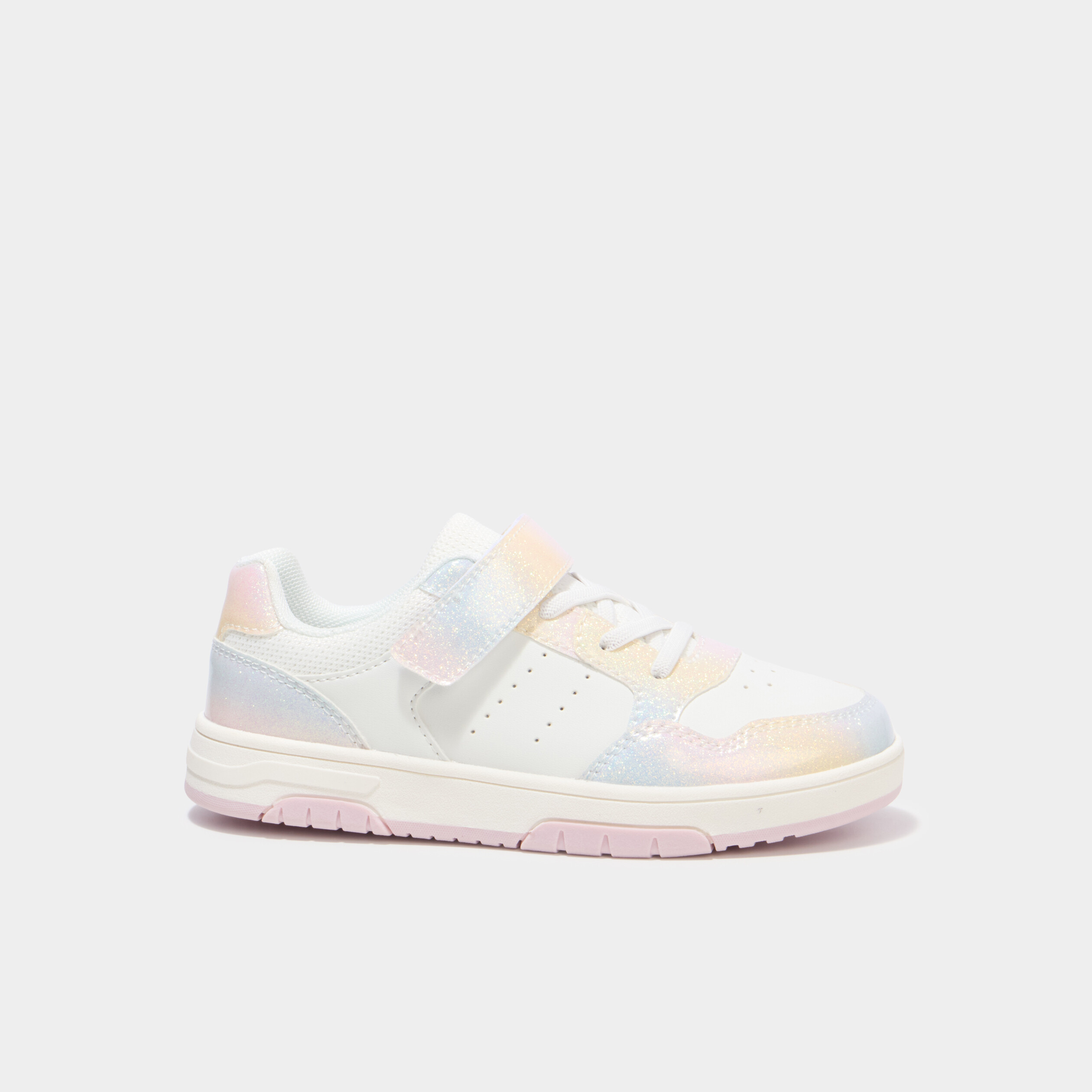 Tennis basses &agrave; scratchs bout renforc&eacute; multicolore fille