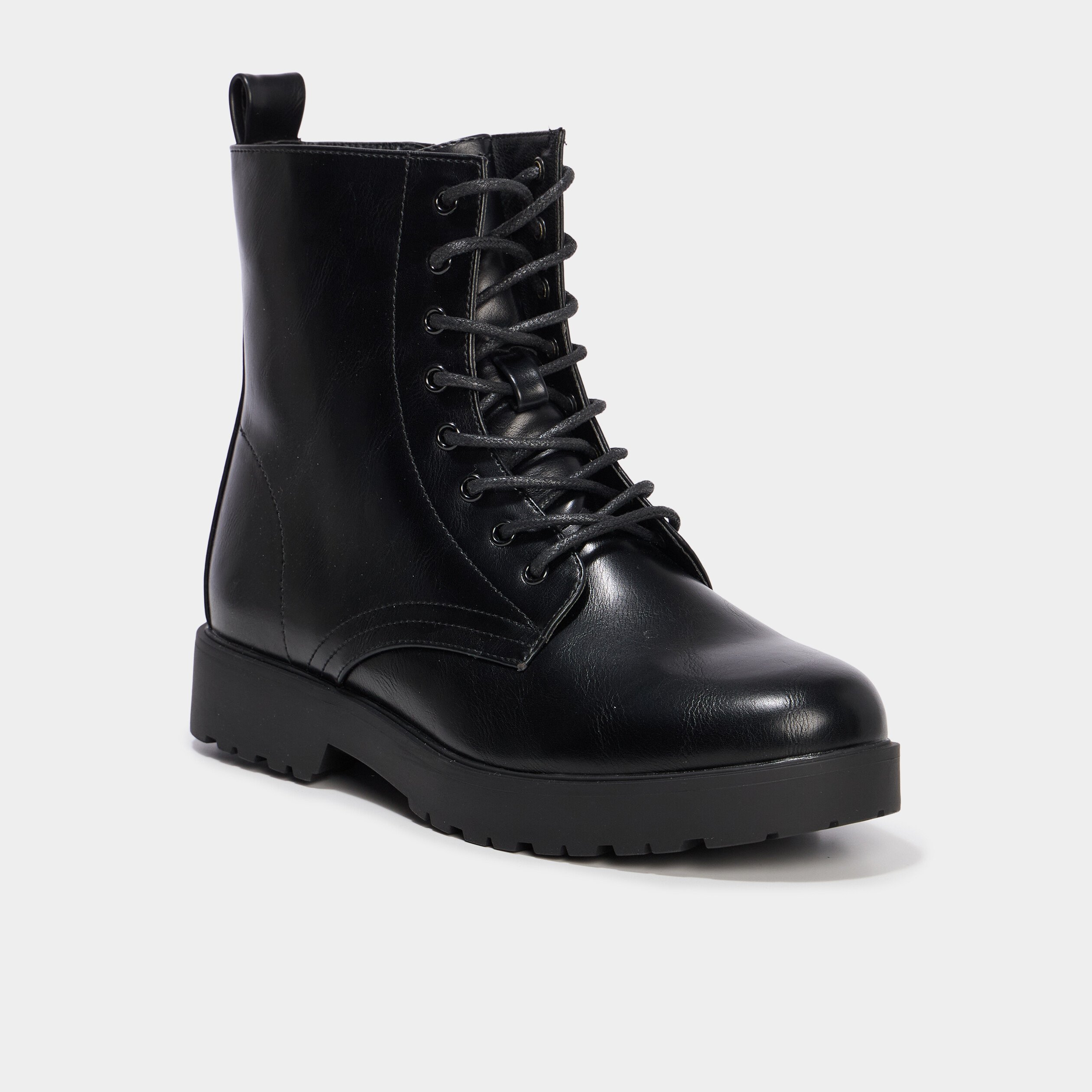 boots a lacets talons 2 cm noir femme Boots à lacets talons 2 cm noir femme