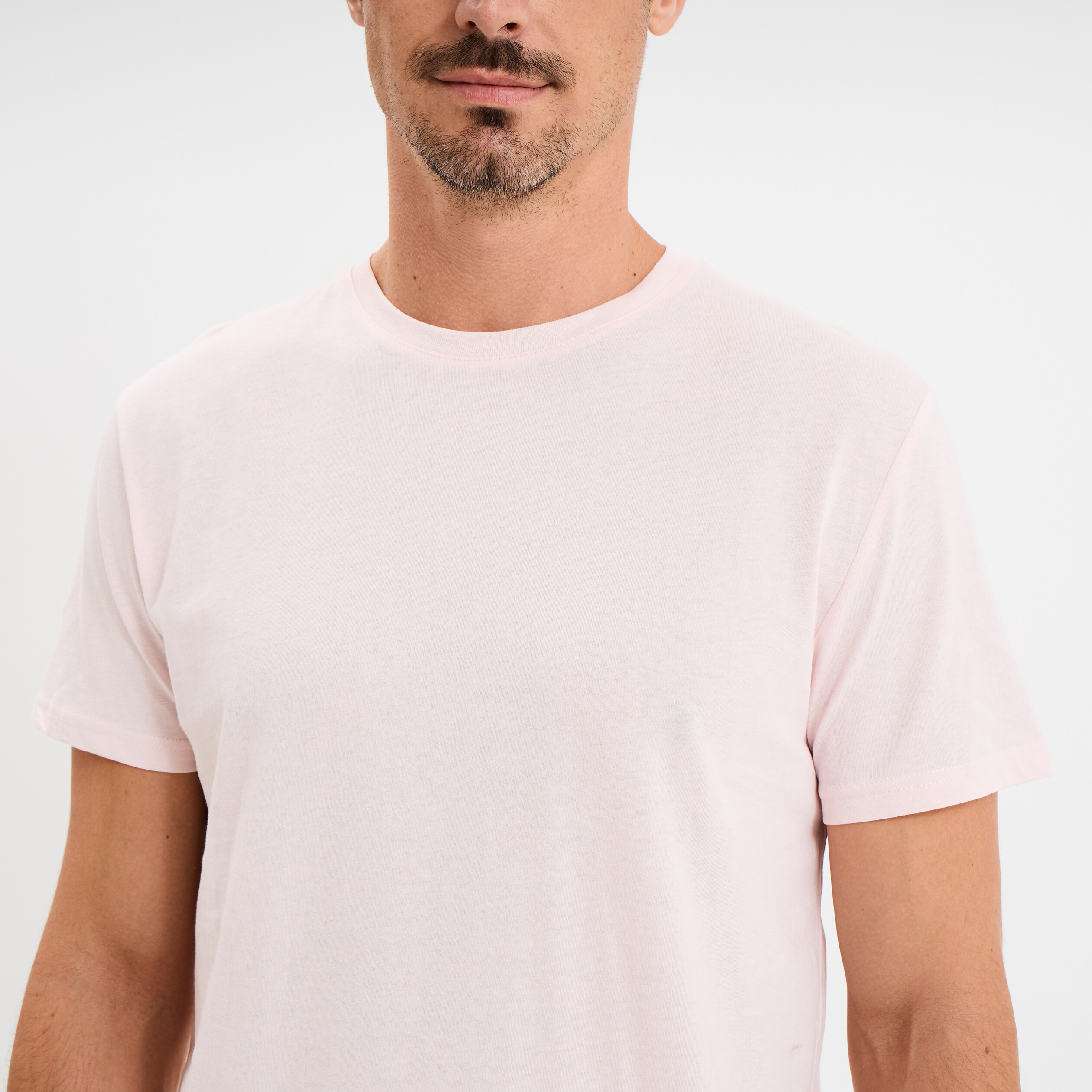 T-shirt droit en coton manches courtes rose clair homme