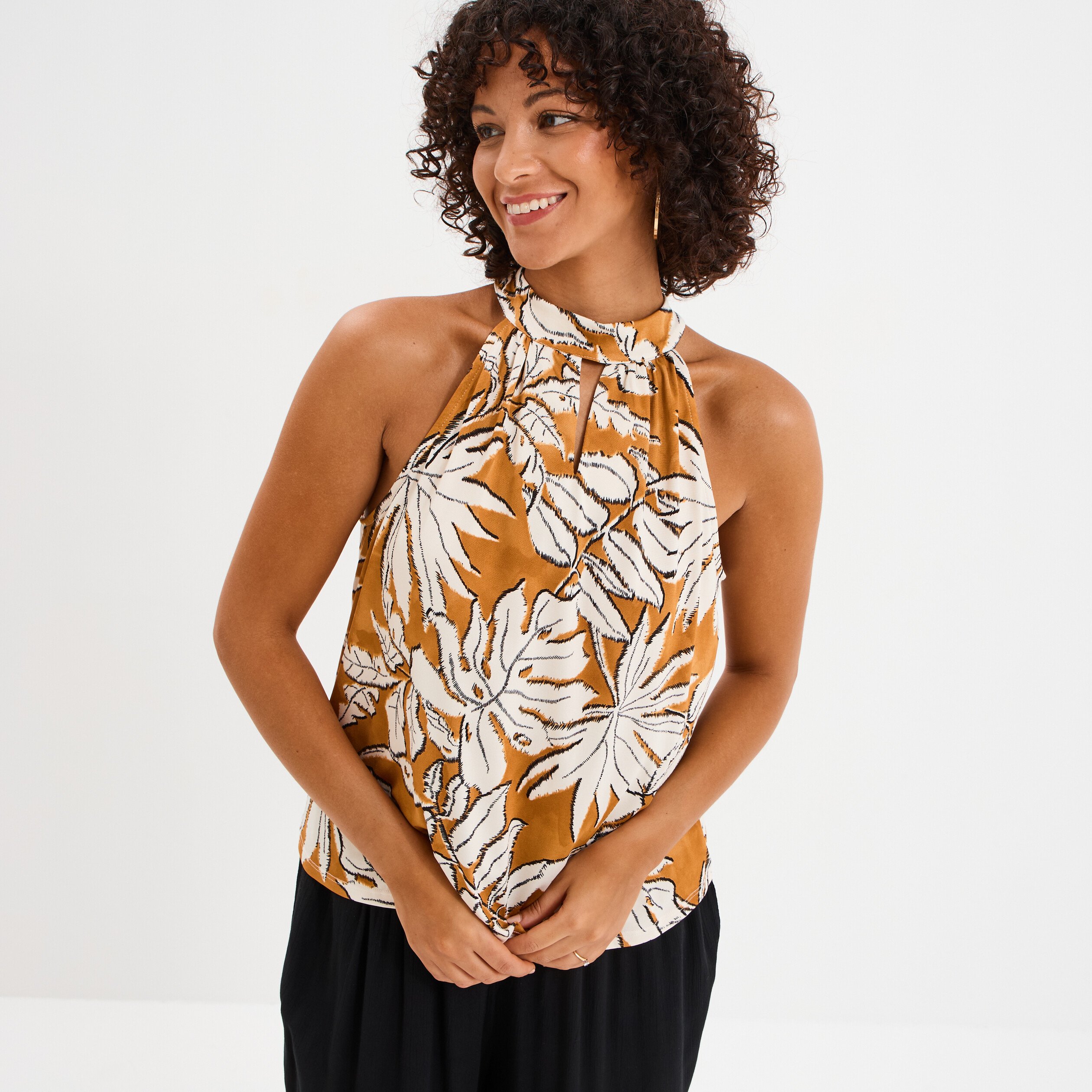 debardeur encolure americaine jaune moutarde femme Débardeur encolure américaine jaune moutarde femme