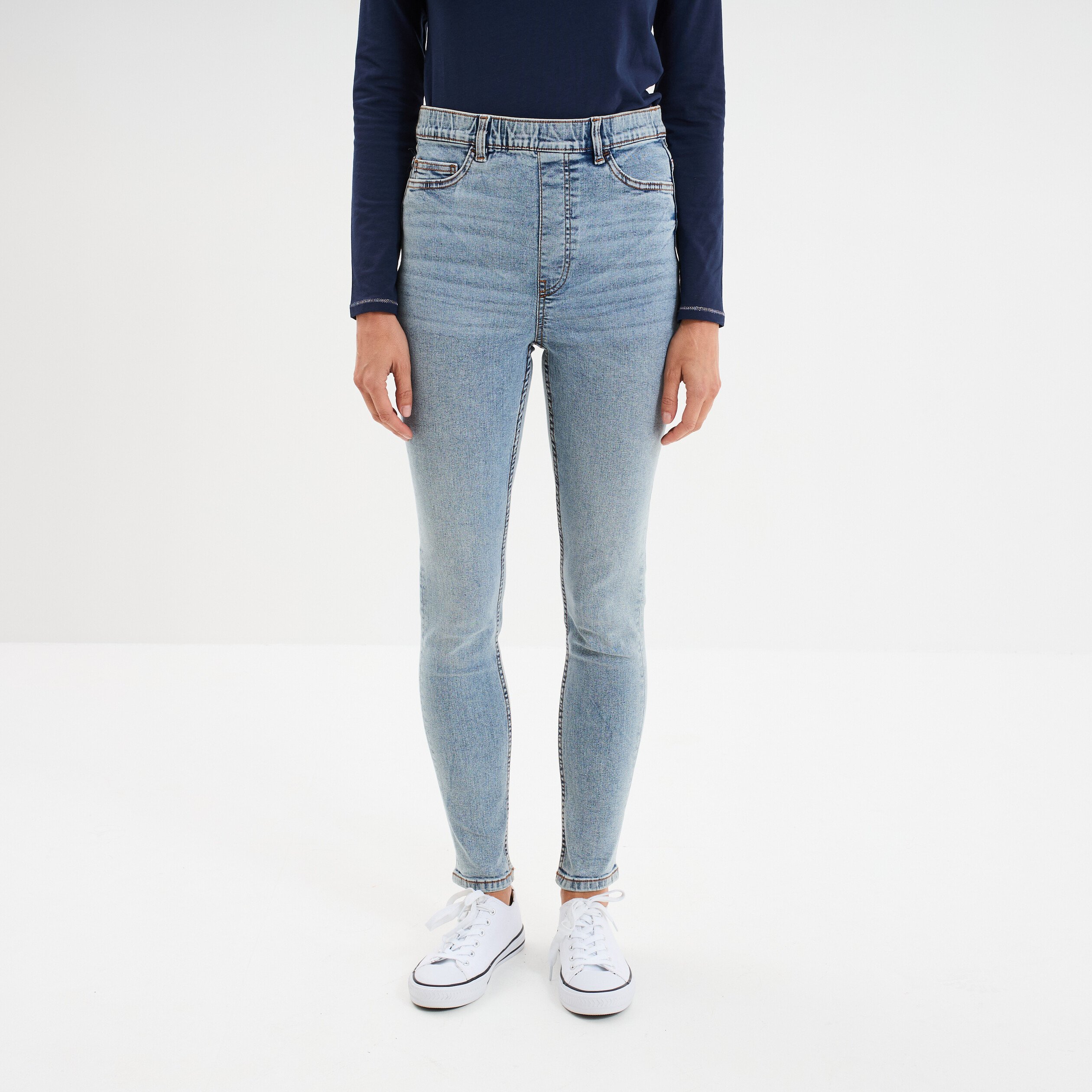 jegging skinny taille haute denim double stone femme Jegging skinny taille haute denim double stone femme