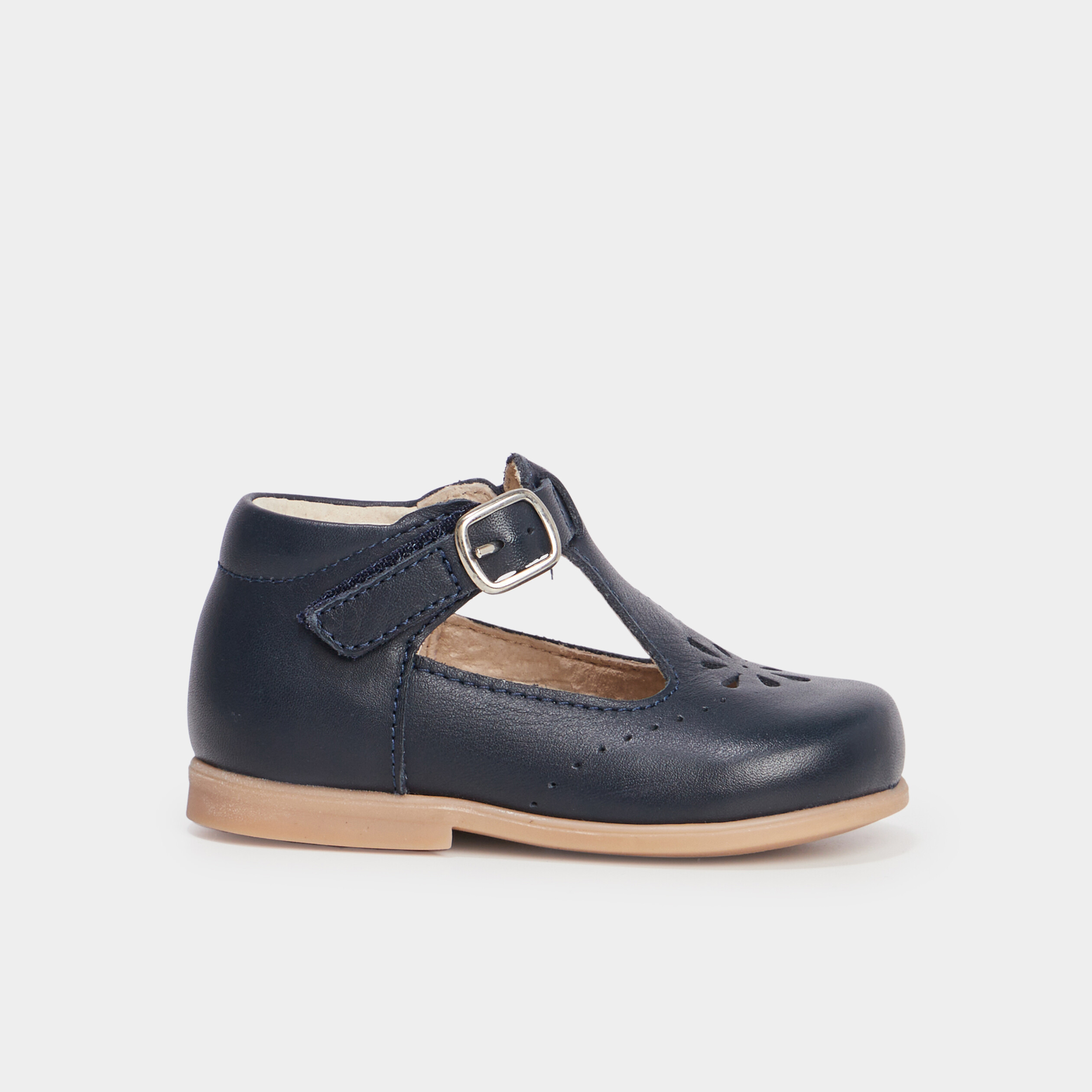 Chaussures salom&eacute; en cuir bleu b&eacute;b&eacute; fille