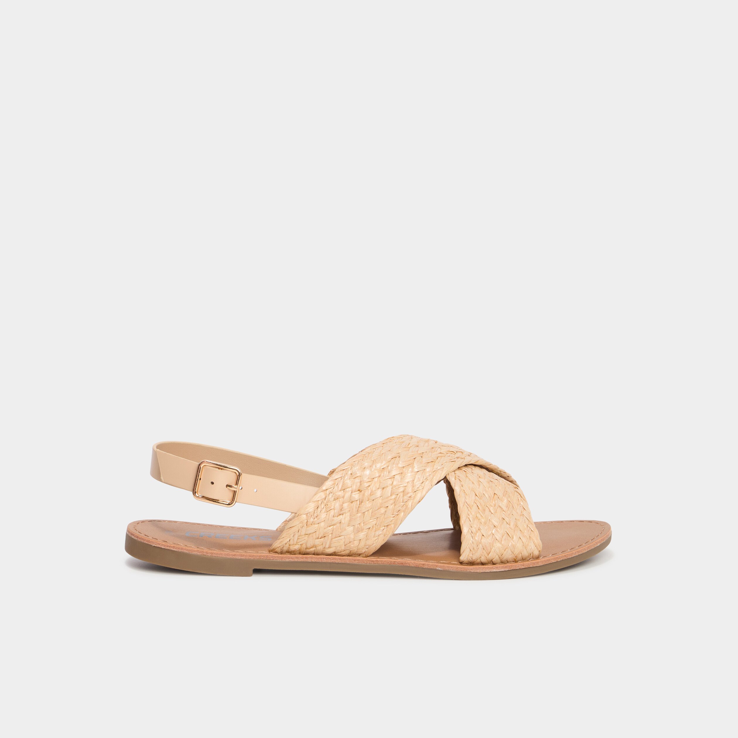 sandales brides tressees croisees sable femme Sandales brides tressées croisées sable femme