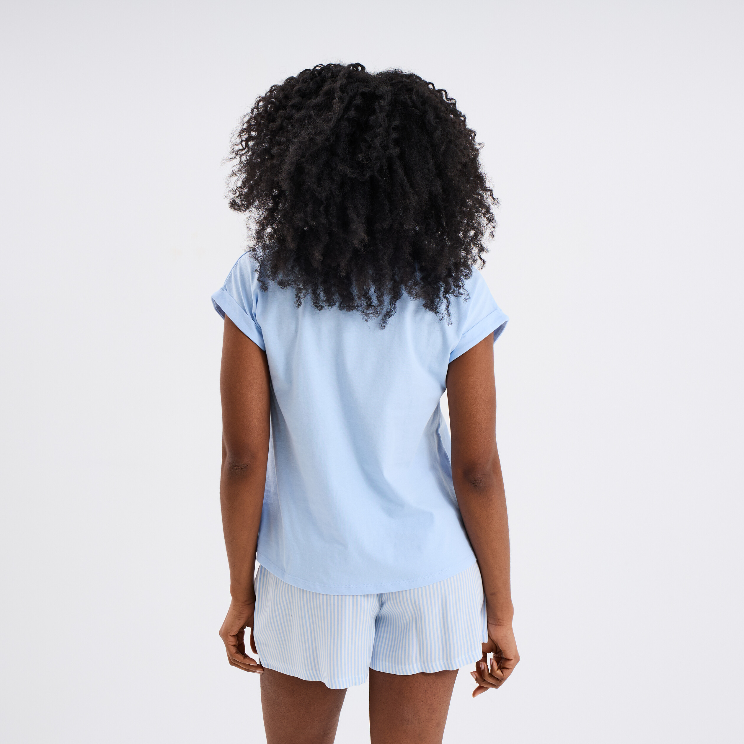 ensemble pyjama short et t shirt bleu femme Ensemble pyjama short et t-shirt bleu femme