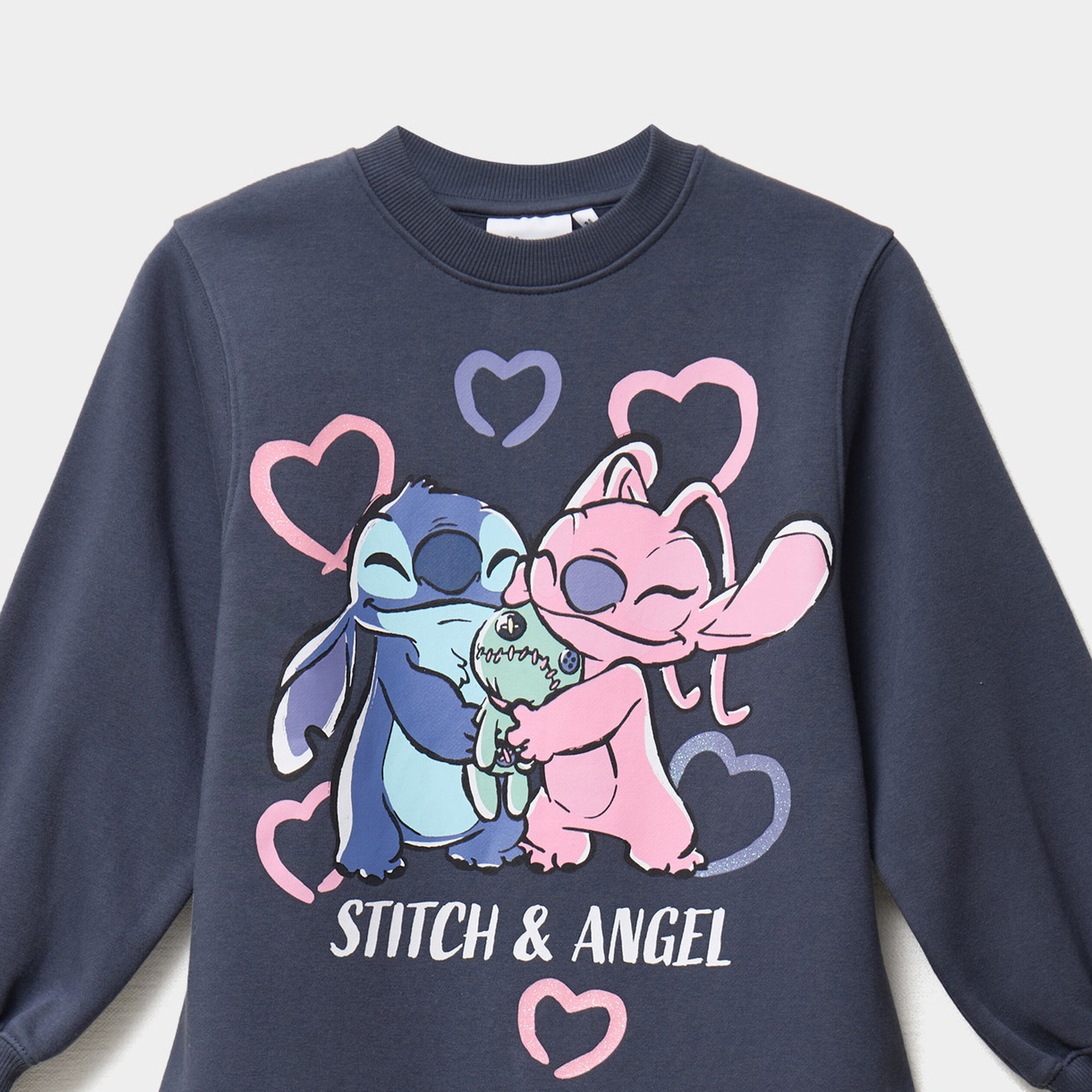 Robe &eacute;vas&eacute;e molletonn&eacute;e Stitch gris fonc&eacute; fille