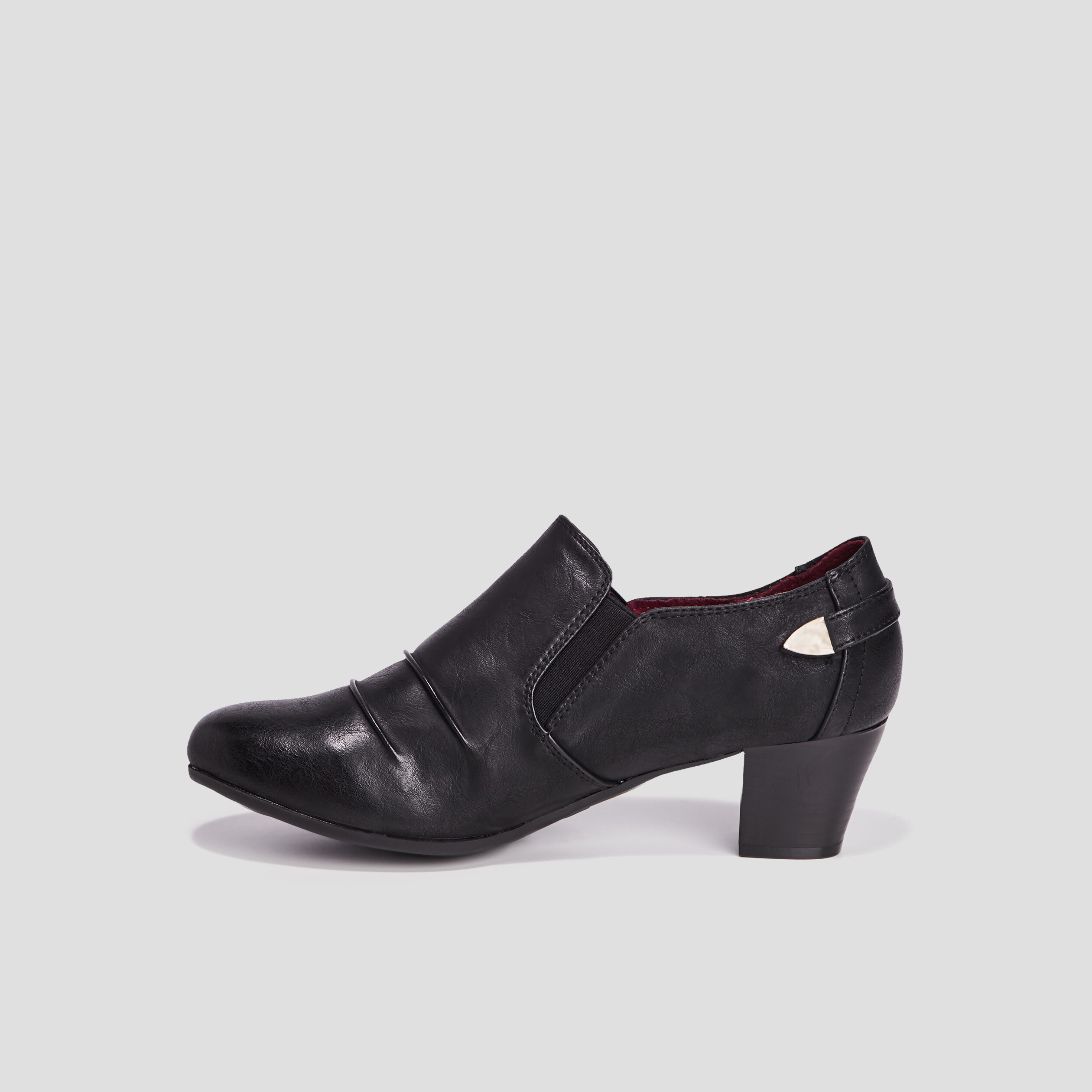 Low-boots confort &agrave; talons pied large noir femme