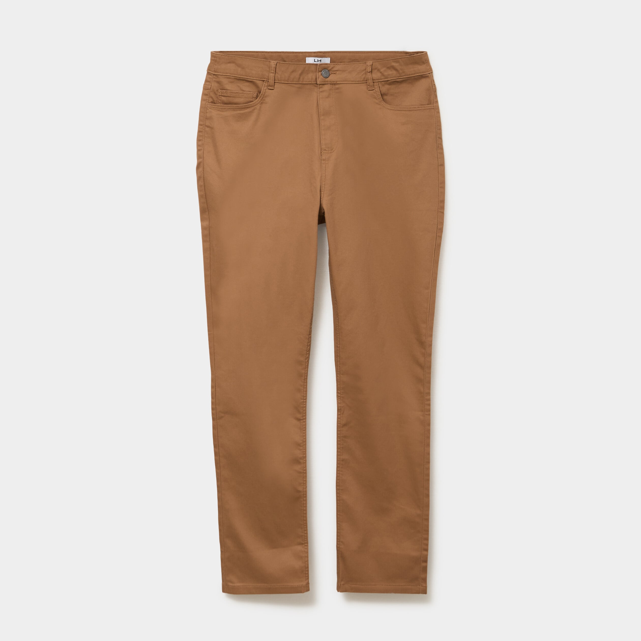 Pantalon droit taille haute extensible marron femme grande taille