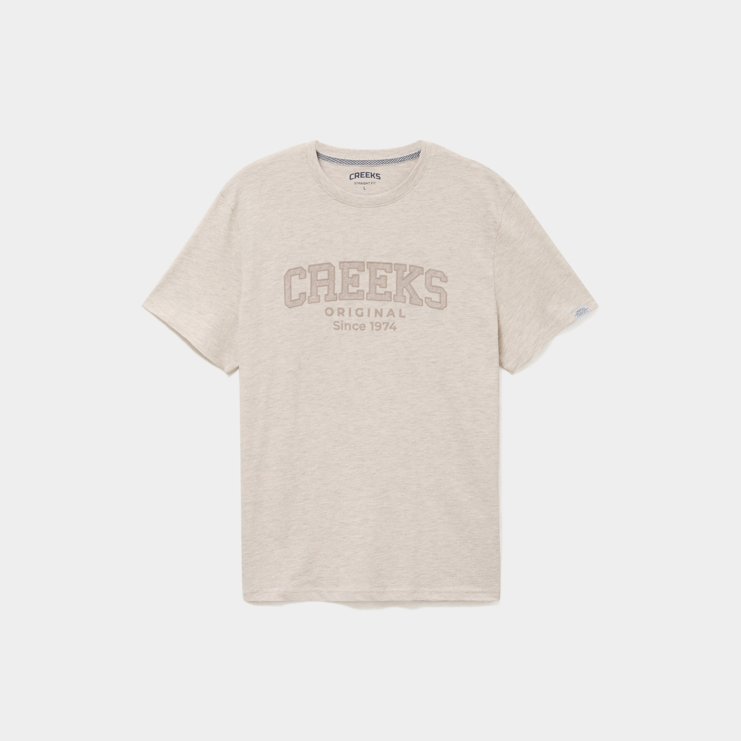 T-shirt manches courtes coton beige homme