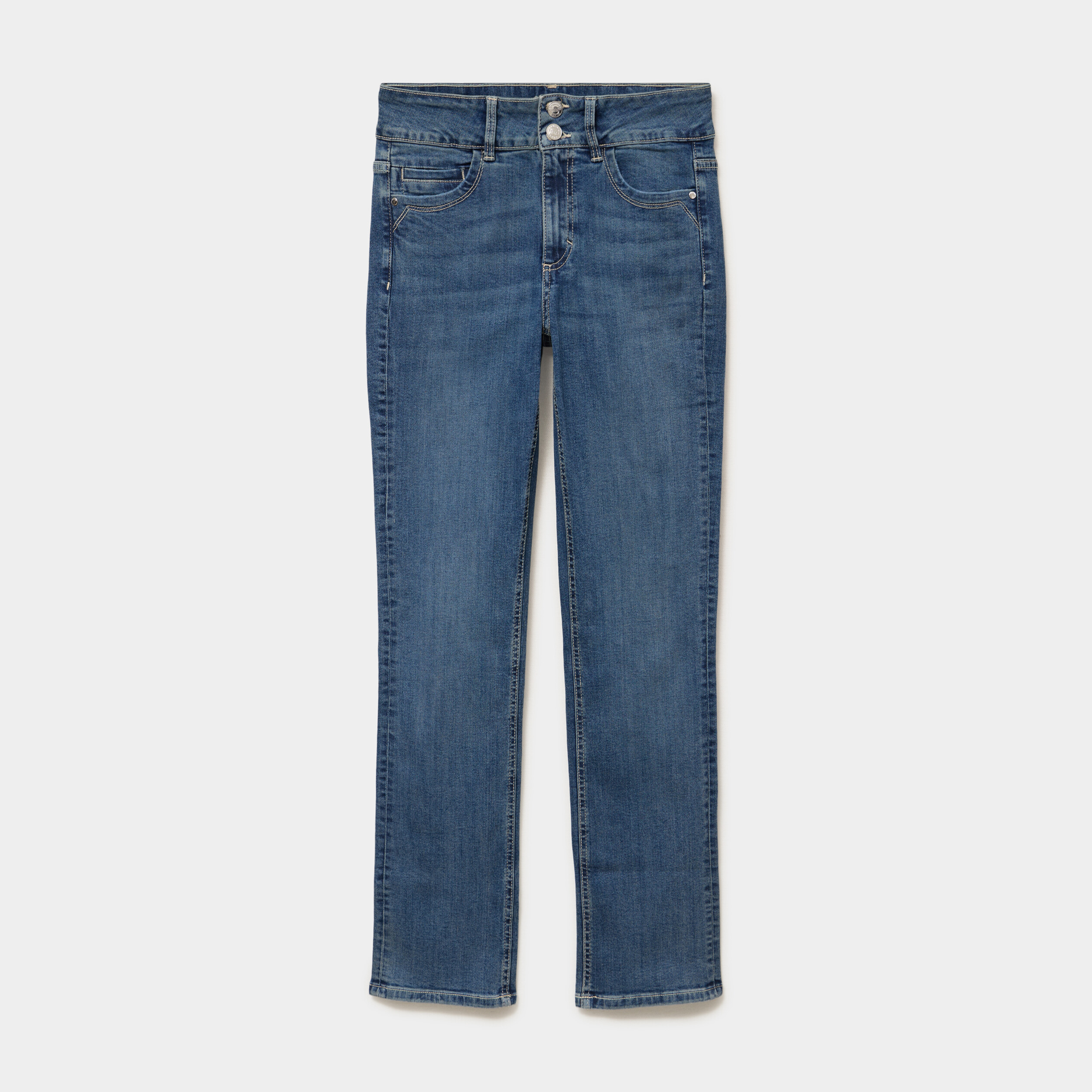 Jean denim droit en coton denim dirty femme