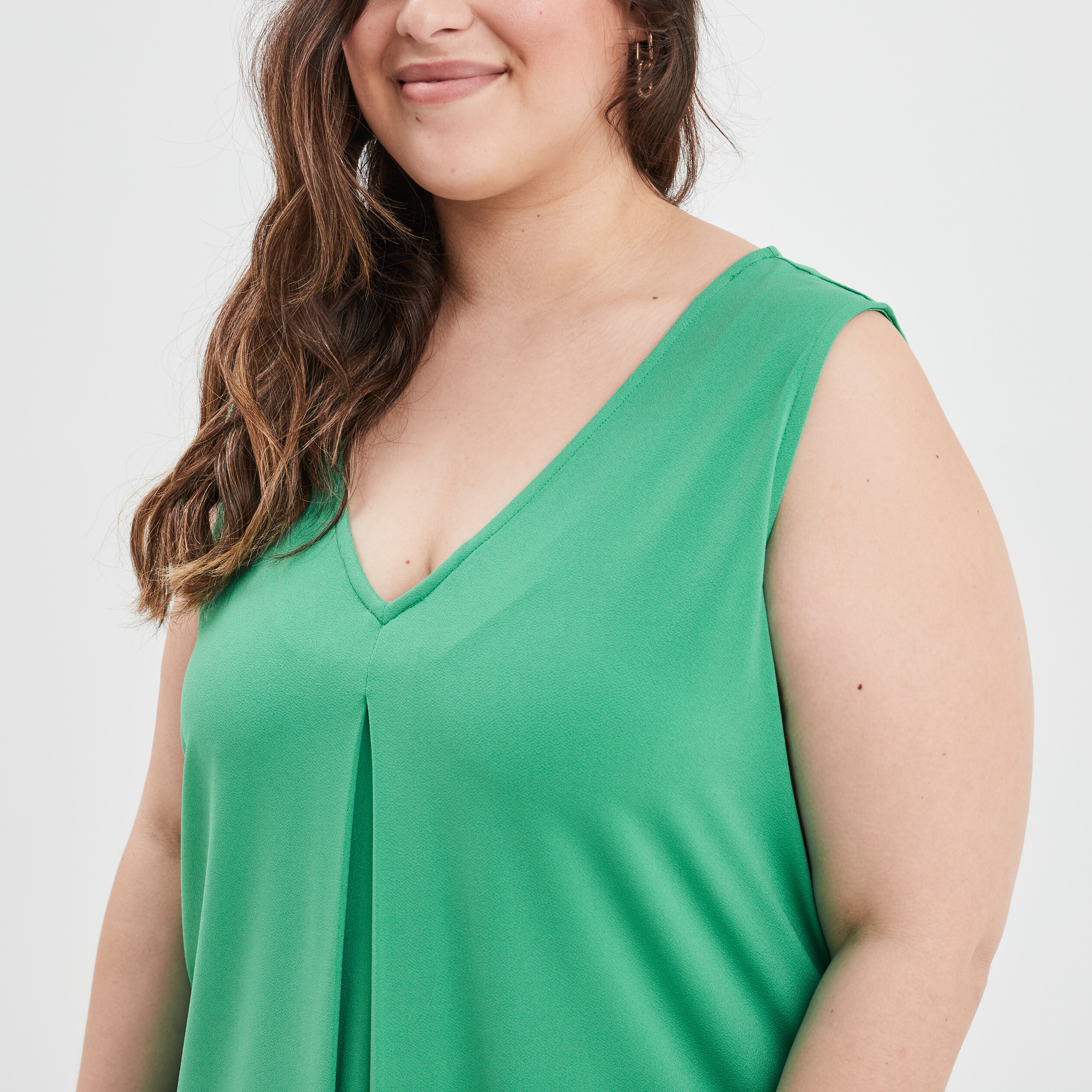 debardeur col en v plis creux modavista vert menthe femmegt Débardeur col en V plis creux Modavista vert menthe femme grande taille