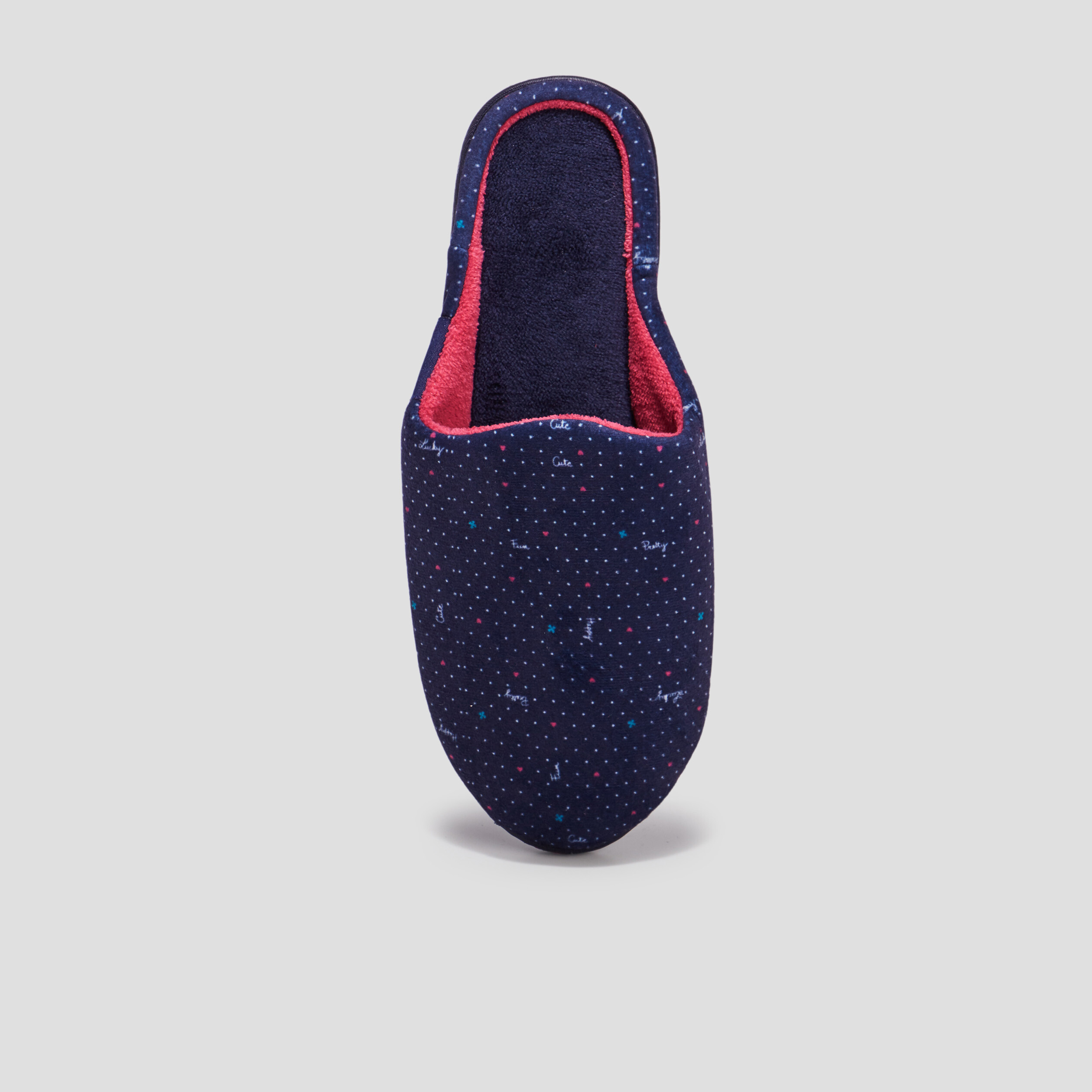 Chaussons mules compensés Isotoner bleu femme