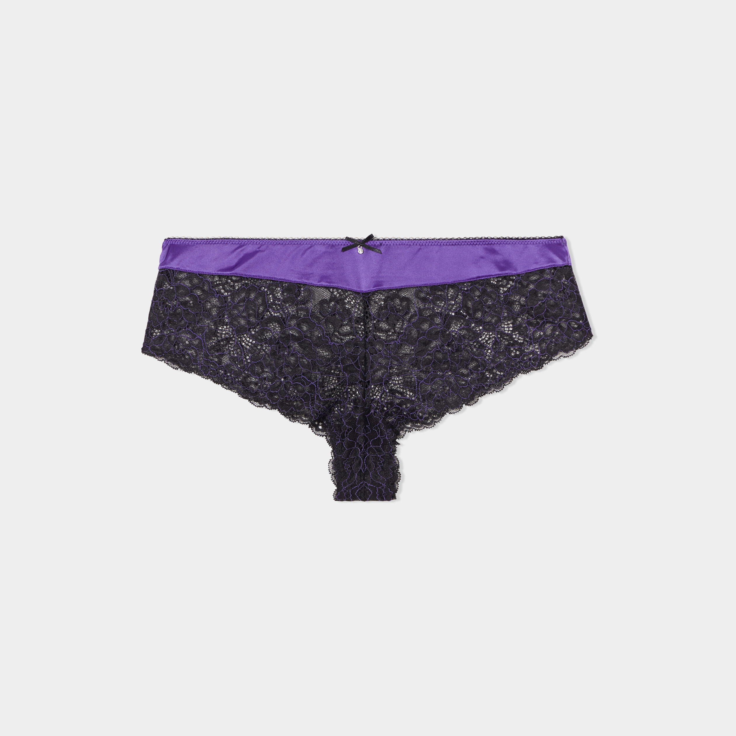 shorty en micro dentelle violet fonce femme Shorty en micro dentelle violet foncé femme
