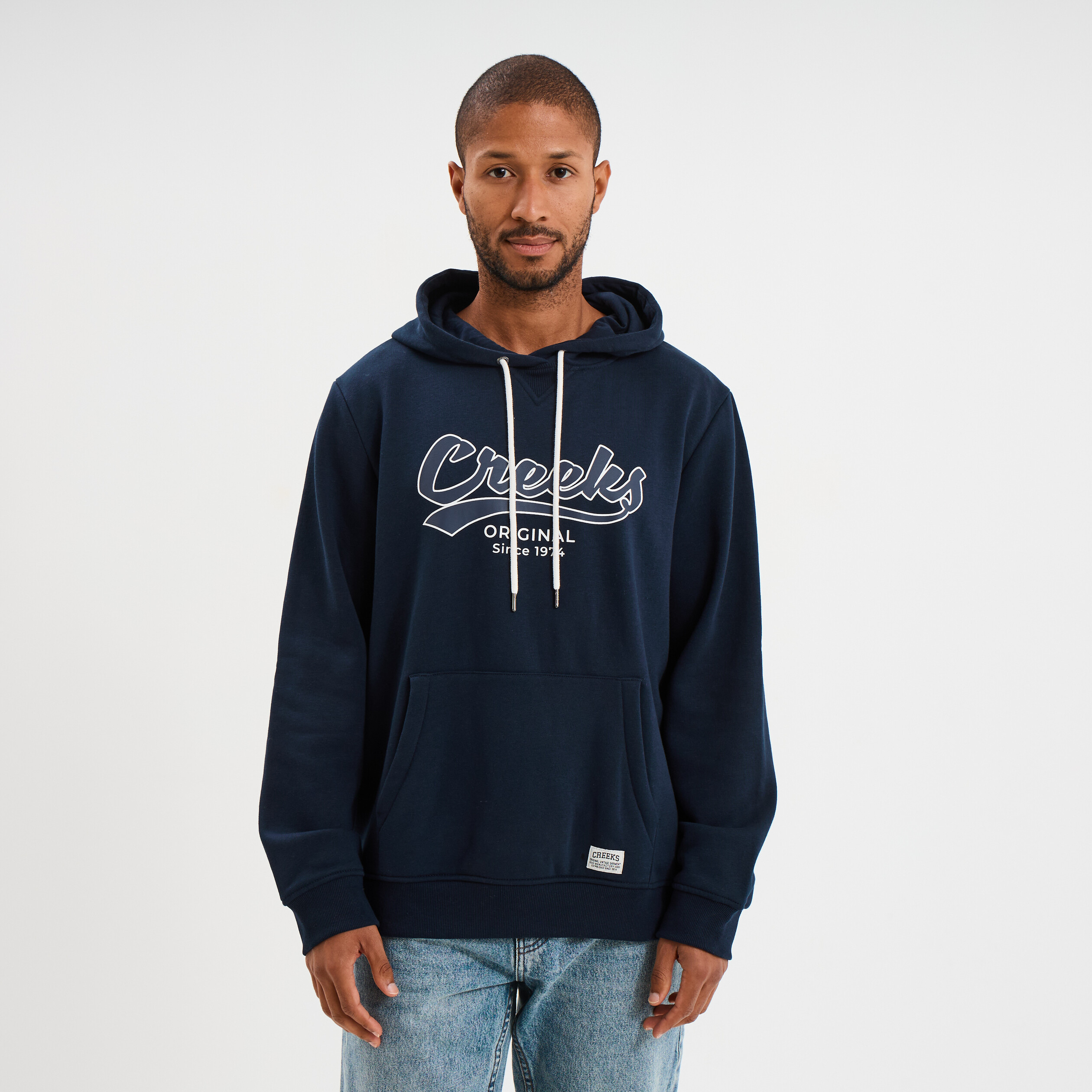 Sweat hoodie molleton 1 poche bleu marine homme