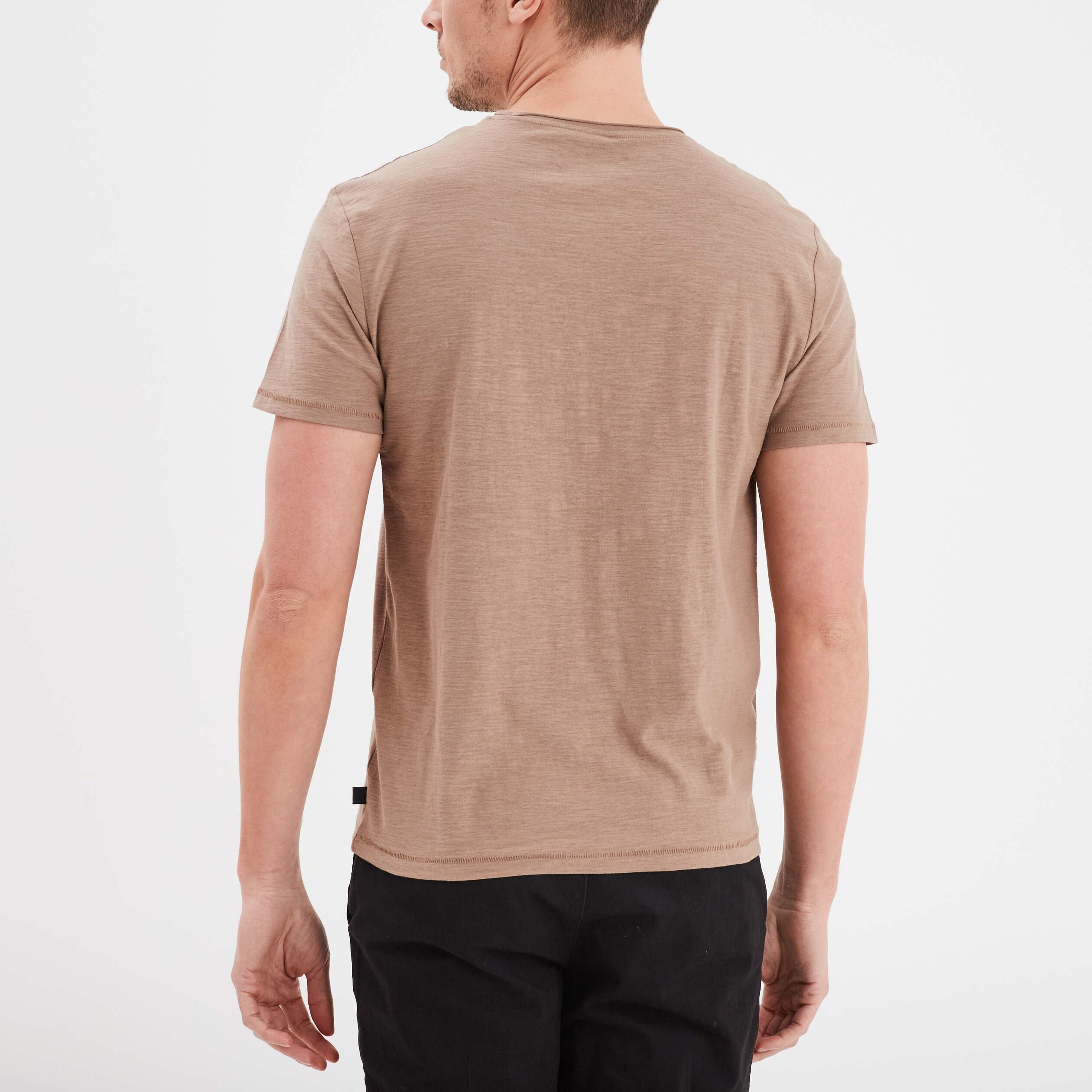t shirt coton col rond 1 poche liberto taupe homme T-shirt coton col rond 1 poche Liberto taupe homme