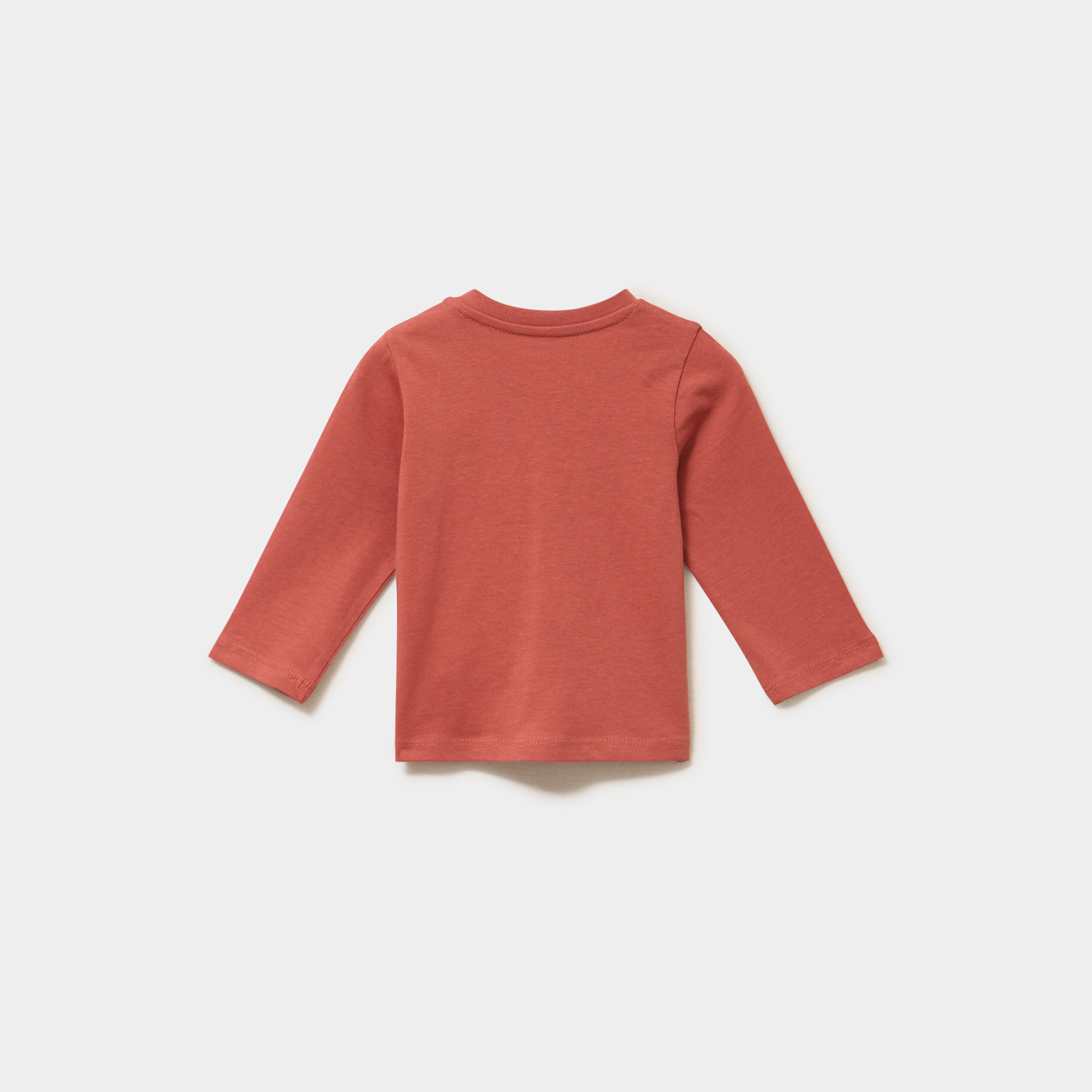 T-shirt &eacute;paule boutonn&eacute;e manches longues terracotta b&eacute;b&eacute; gar&ccedil;on