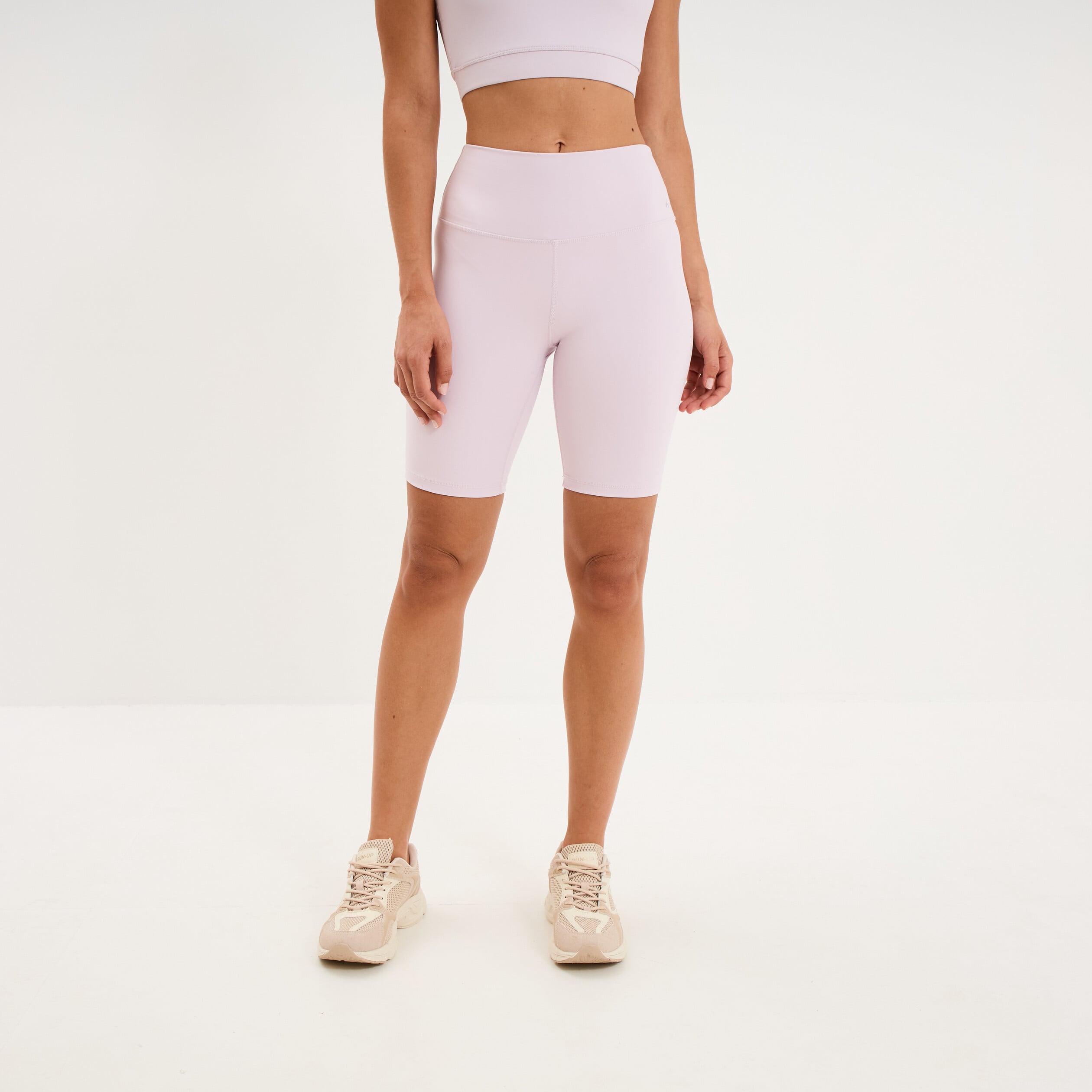 Short cycliste de sport taille haute violet clair femme