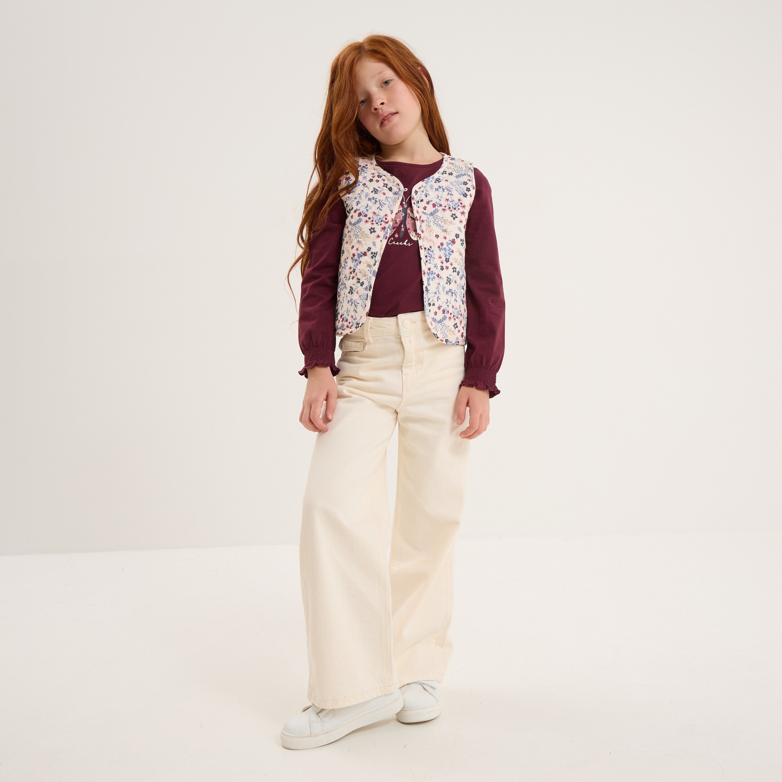 Gilet matelassé sans manches beige fille