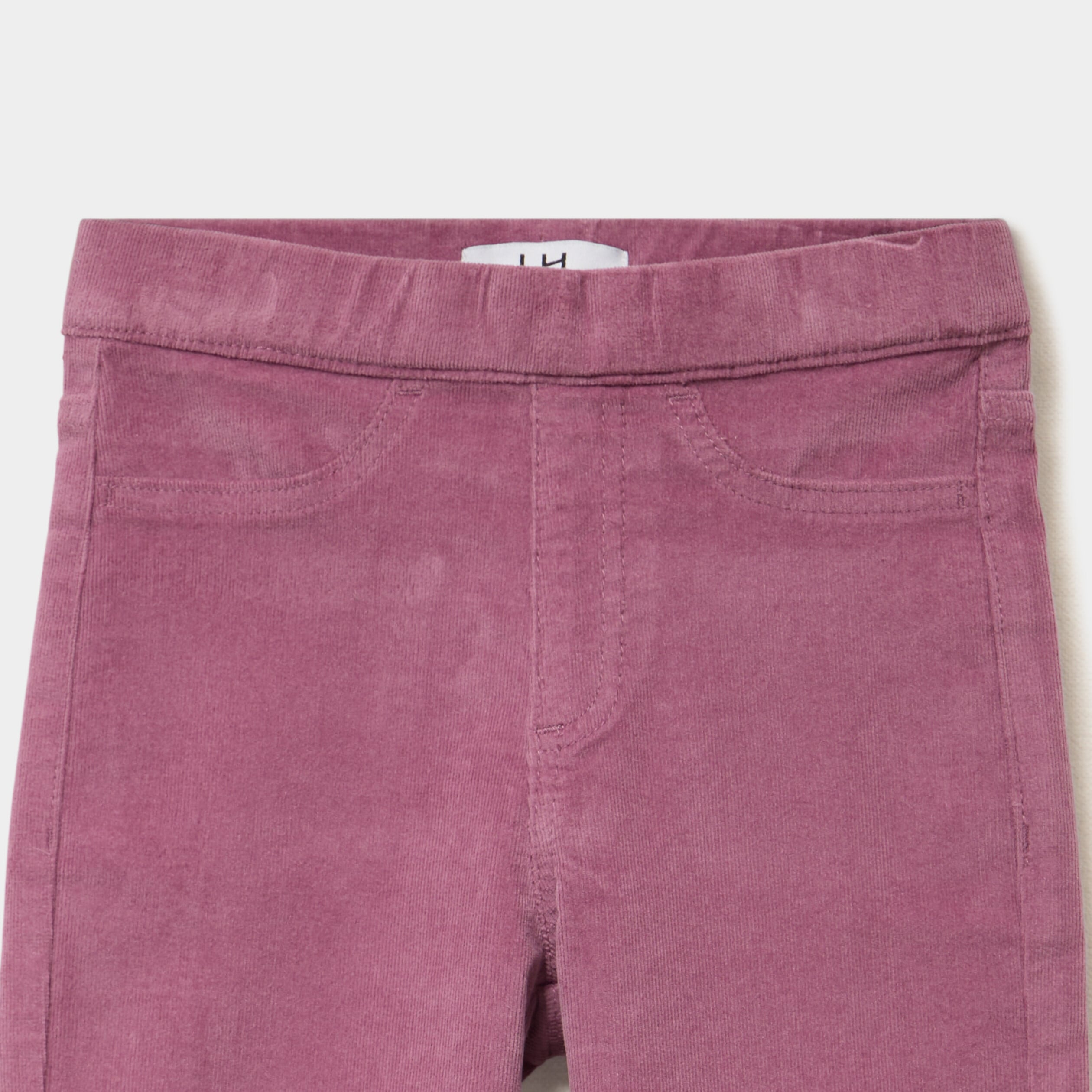 Tregging flare stretch effet velours rose poudr&eacute;e fille