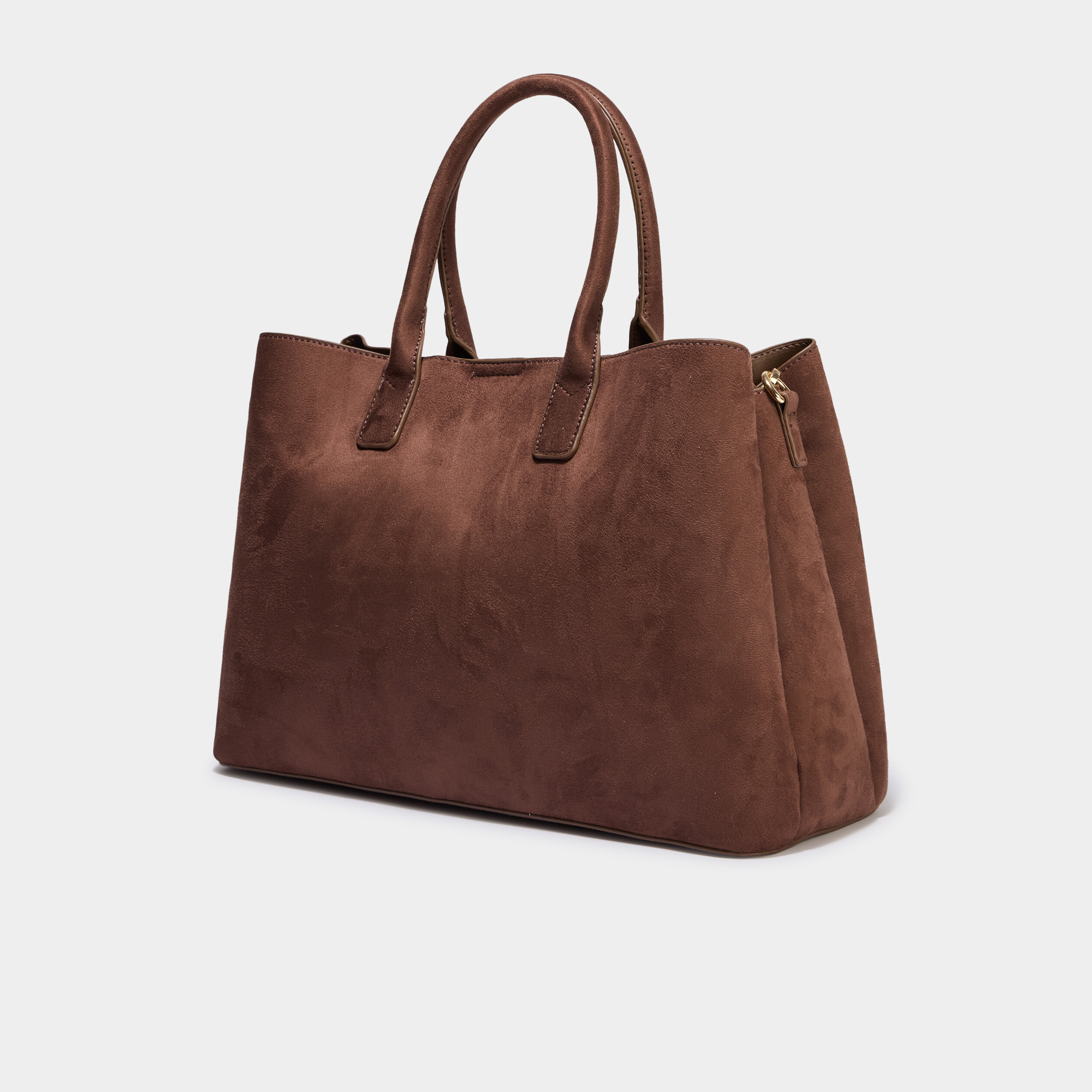 Sac &agrave; main rectangulaire effet su&eacute;dine marron fonc&eacute; femme