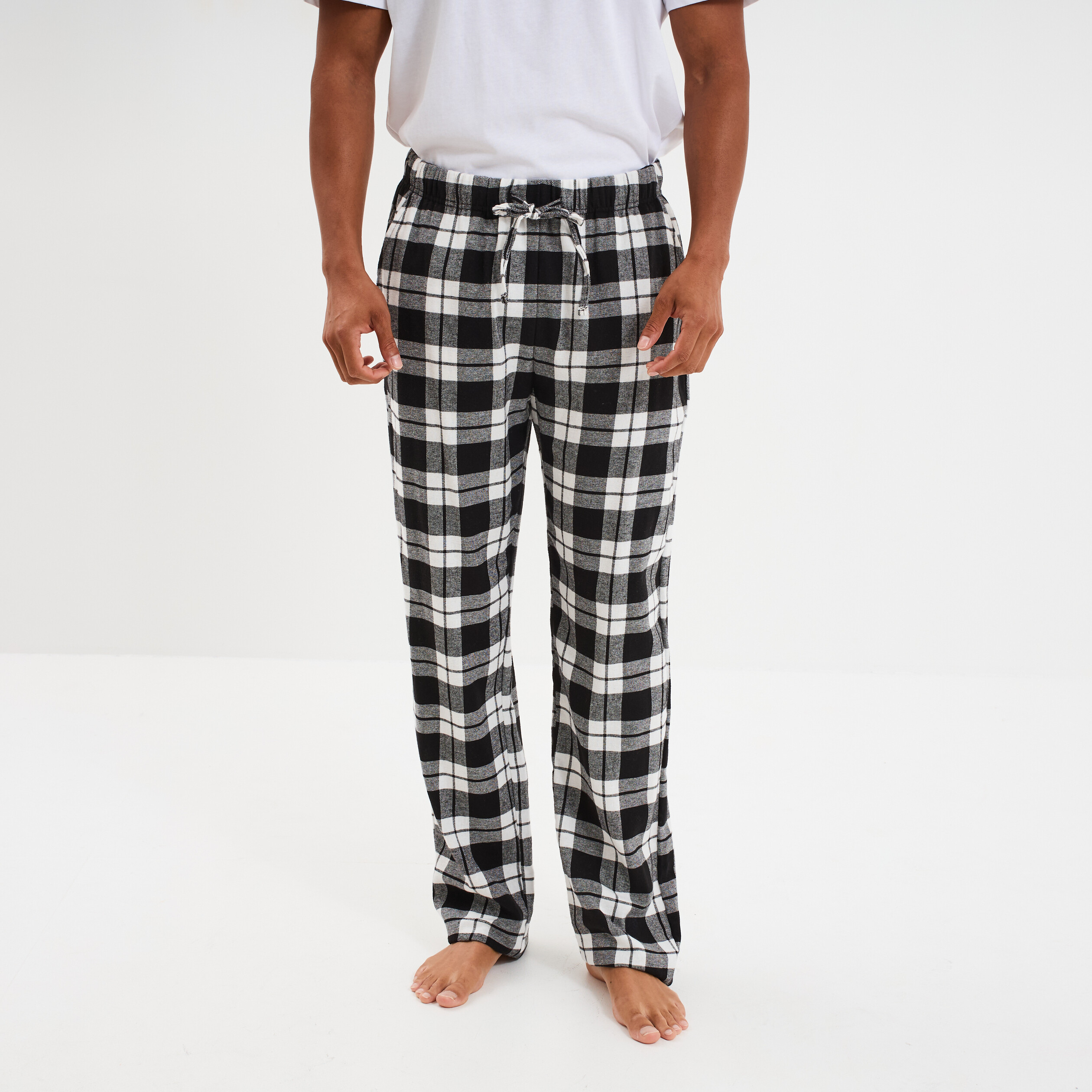 pantalon de pyjama coton coupe droite noir homme Pantalon de pyjama coton coupe droite noir homme
