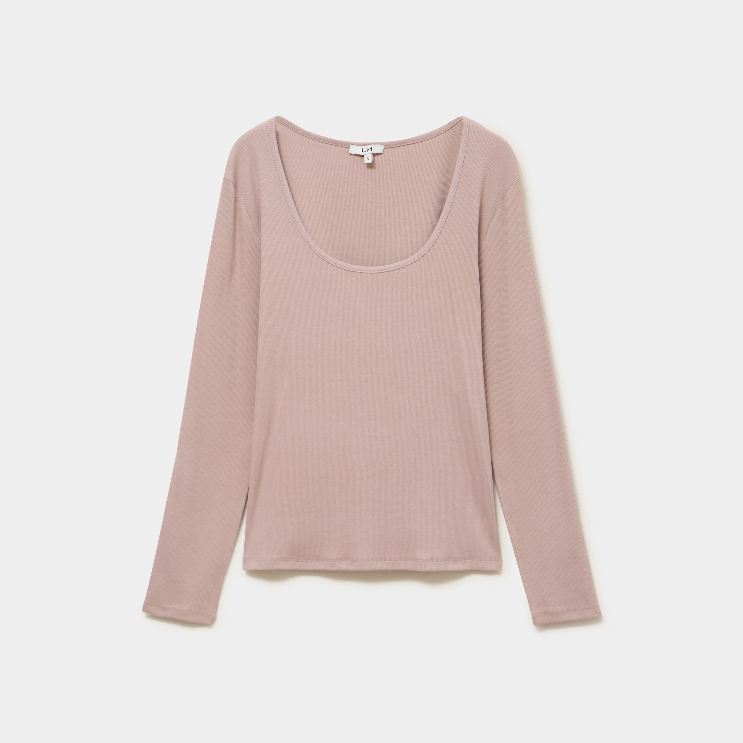 T-shirt coton stretch manches longues marron clair femme