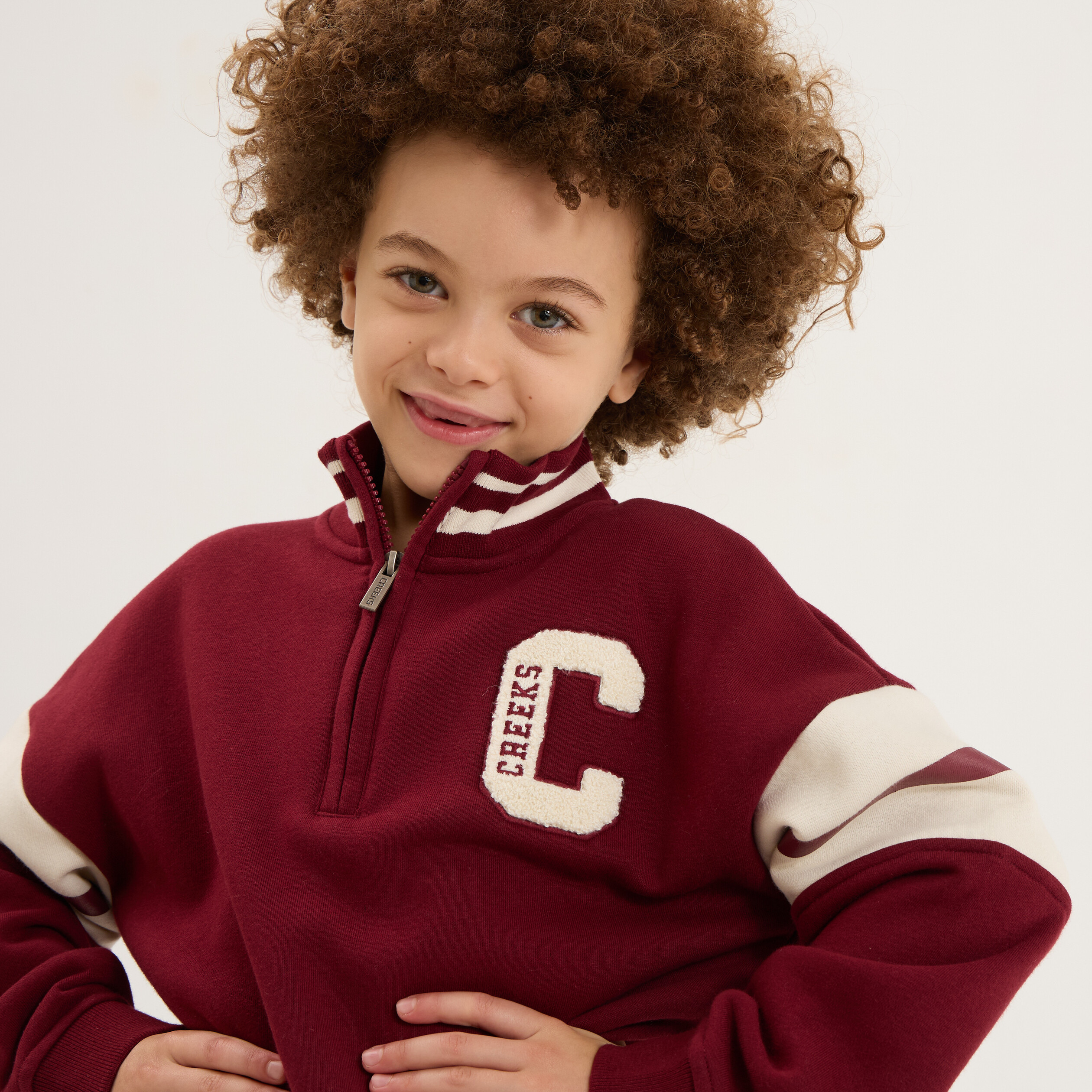 Sweat col camionneur oversize bordeaux gar&ccedil;on