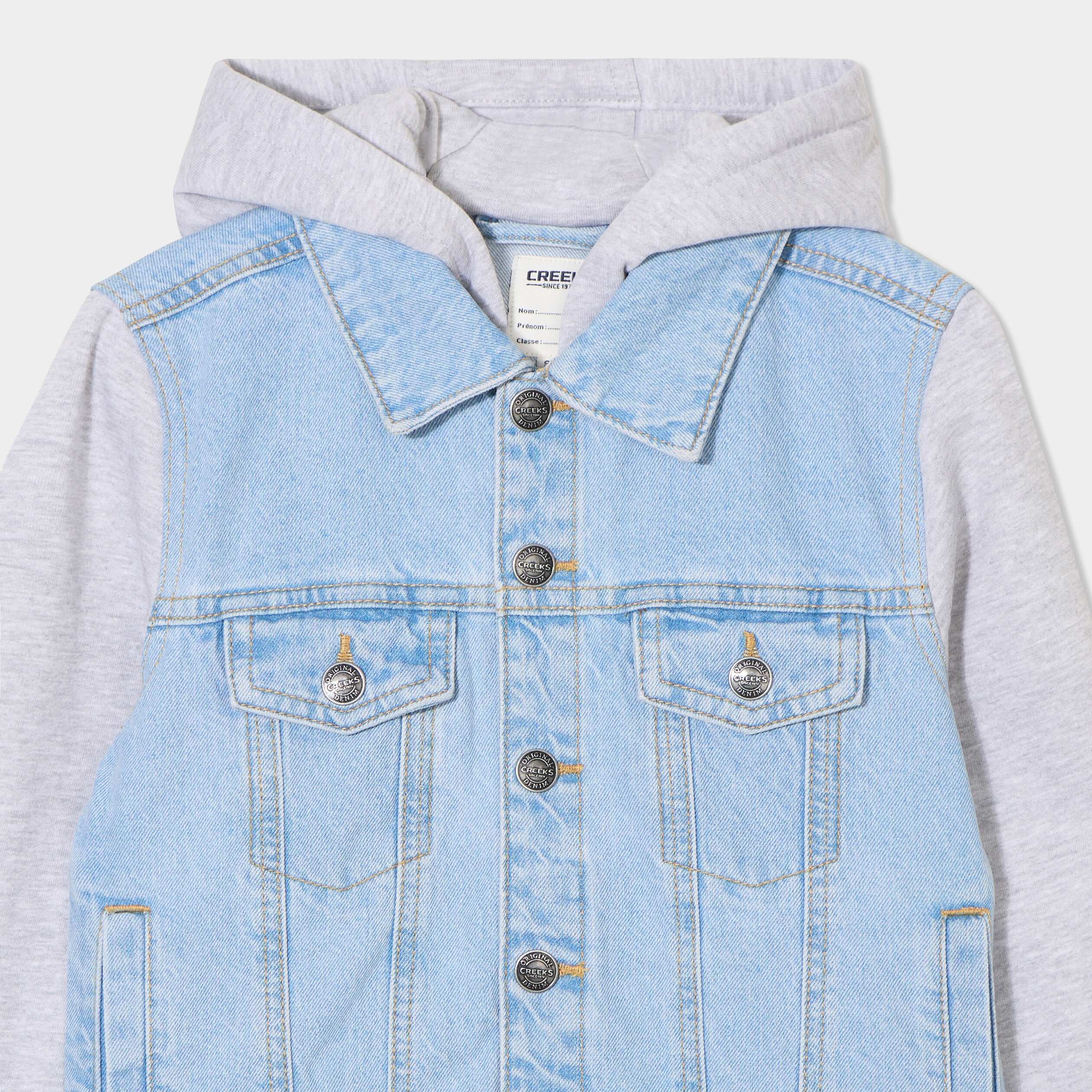 veste en jean effet 2 en 1 a capuche denim triple stone garcon Veste en jean effet 2-en-1 à capuche denim triple stone garçon
