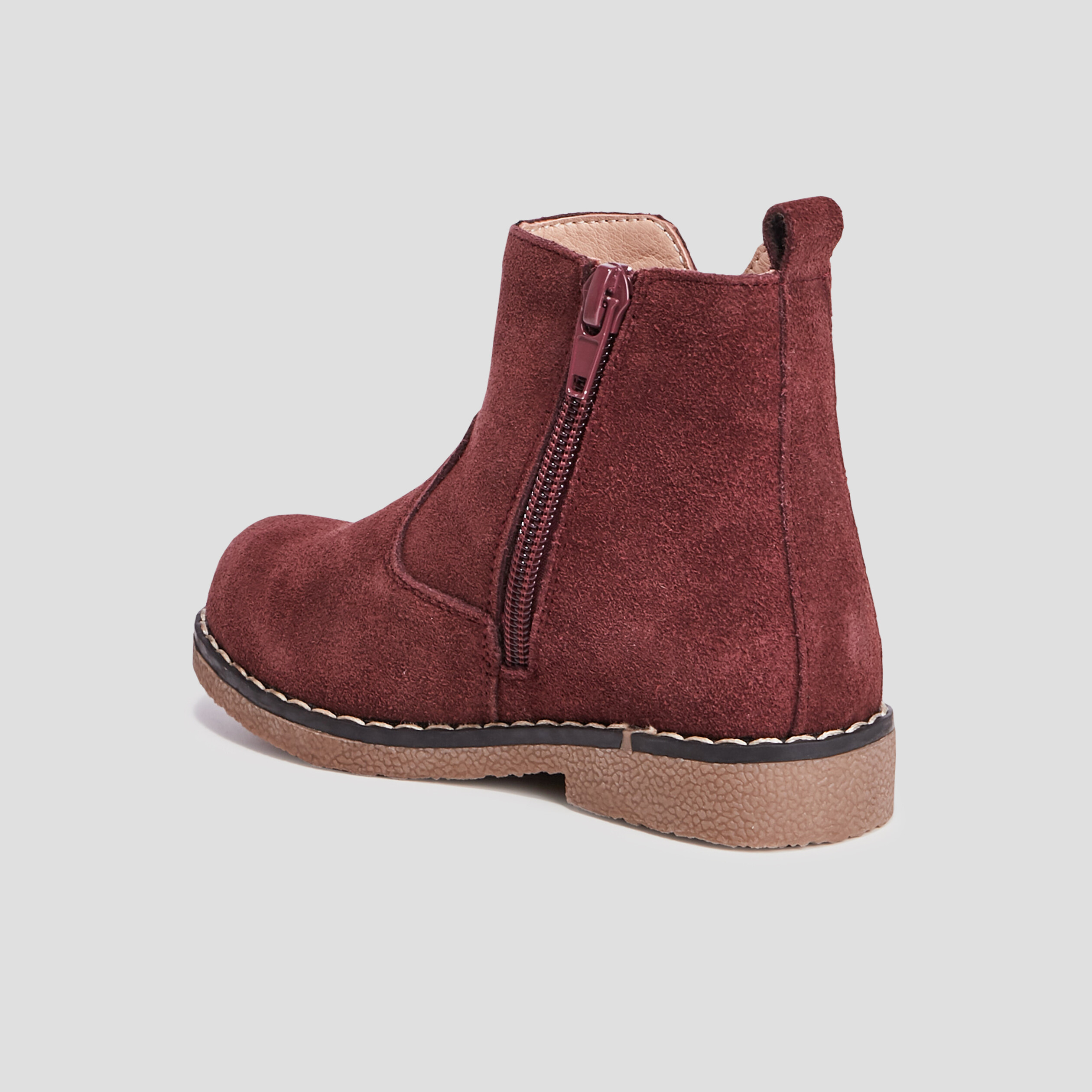 bottines zippees en cuir bordeaux fille Bottines zippées en cuir bordeaux fille