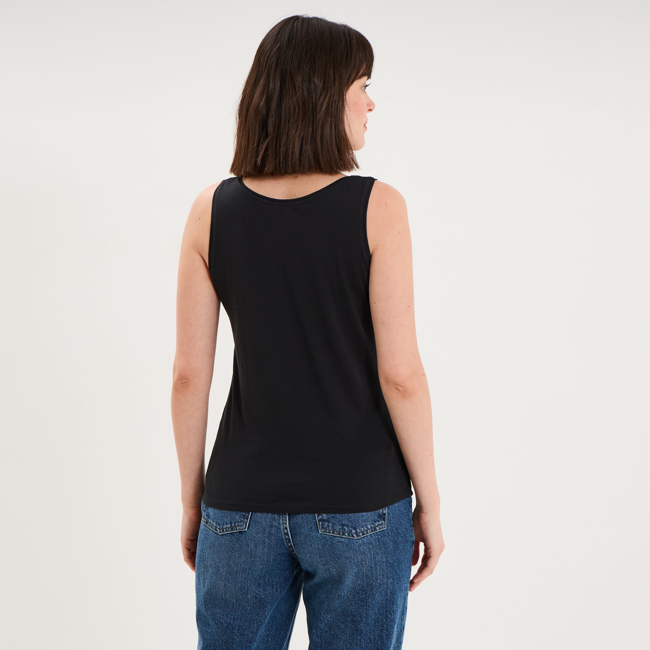D&eacute;bardeur bretelles larges coton noir femme