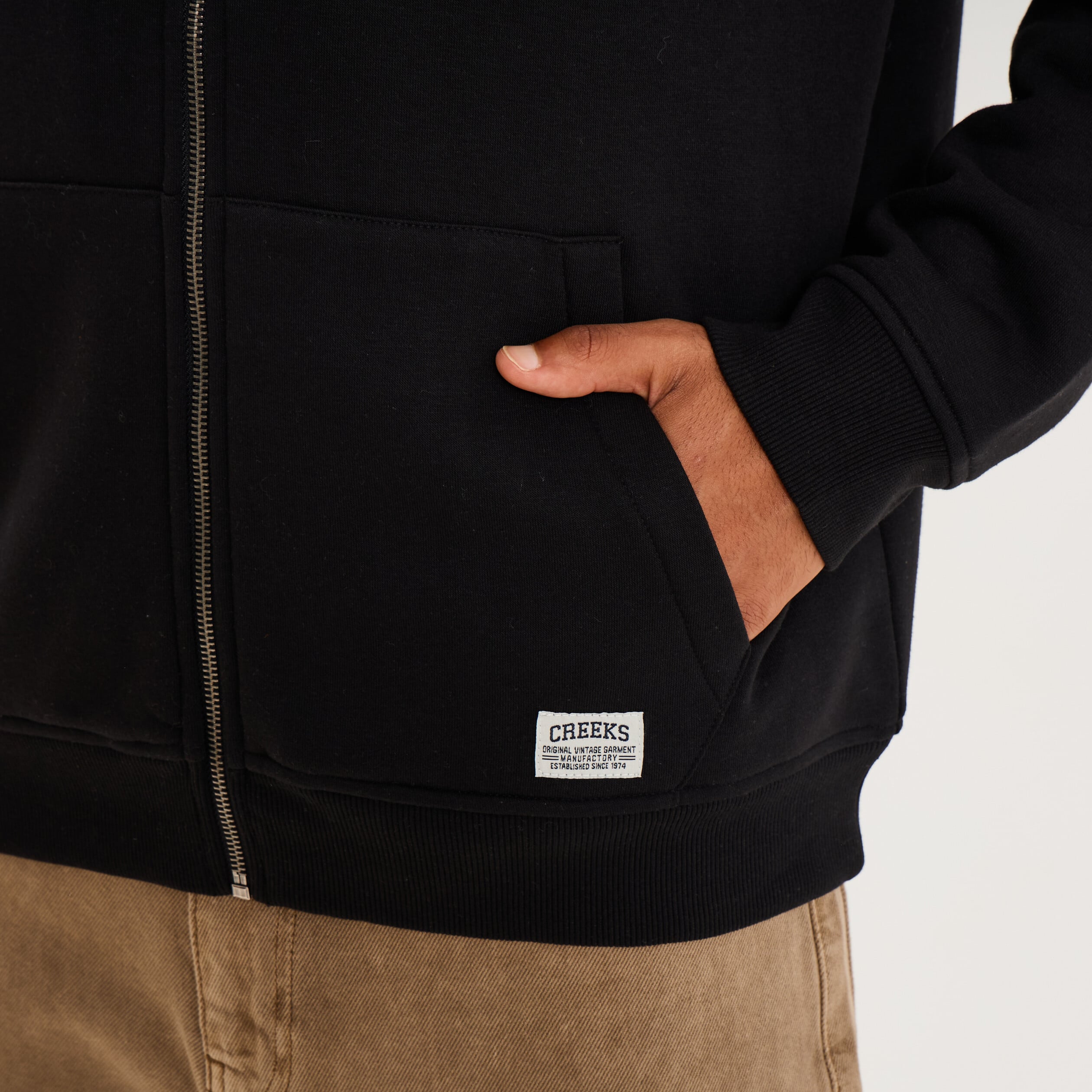 Sweat zipp&eacute; &agrave; capuche doubl&eacute; noir homme