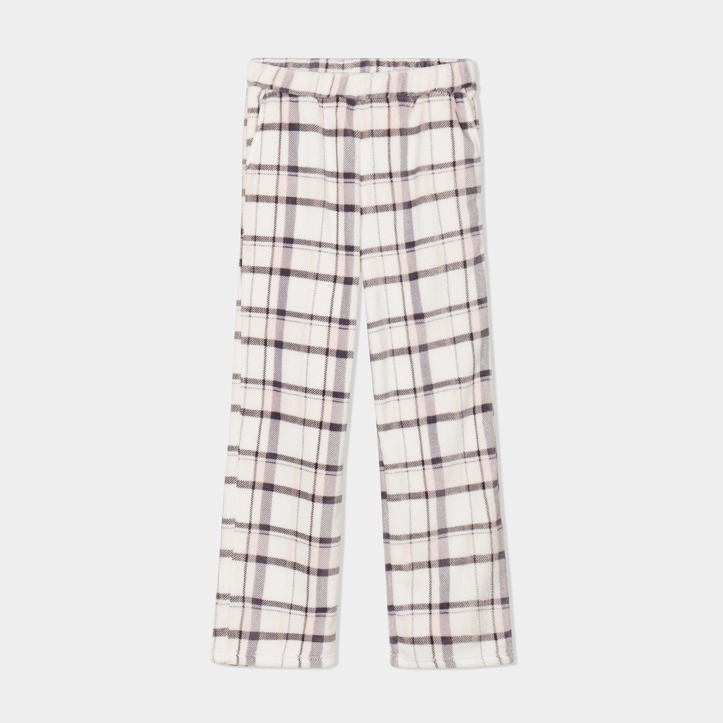 Pantalon de pyjama effet polaire gris femme