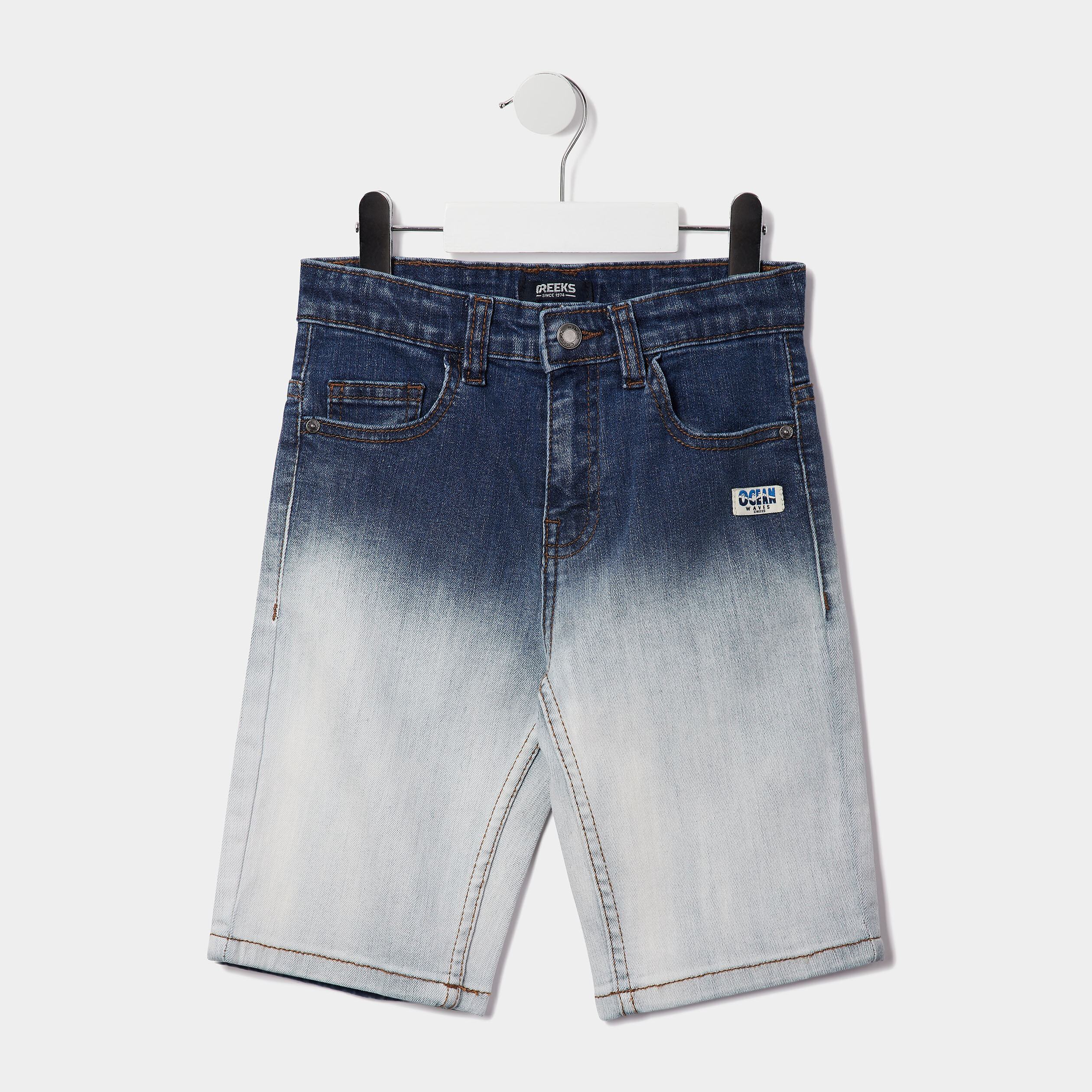 bermuda droit en jean creeks denim double stone garcon Bermuda droit en jean Creeks denim double stone garçon