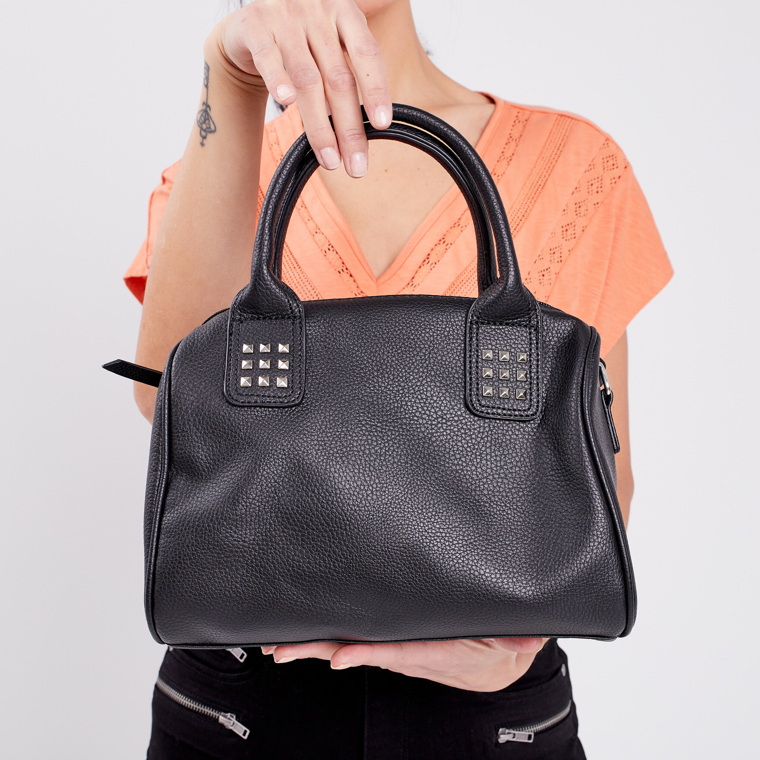 Sac bowling en bandoulière noir femme