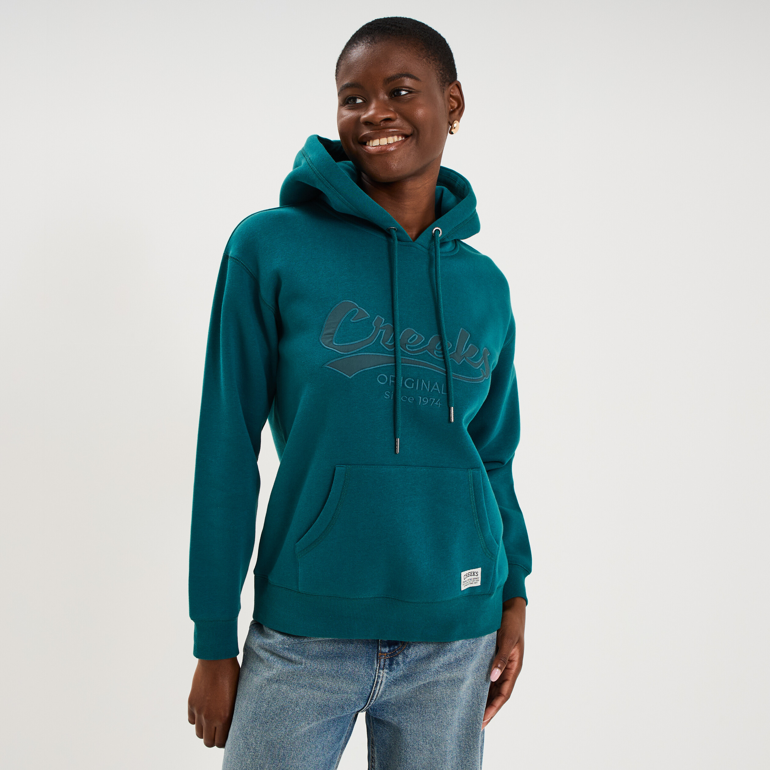 Sweat &agrave; capuche hoodie vert fonc&eacute; femme