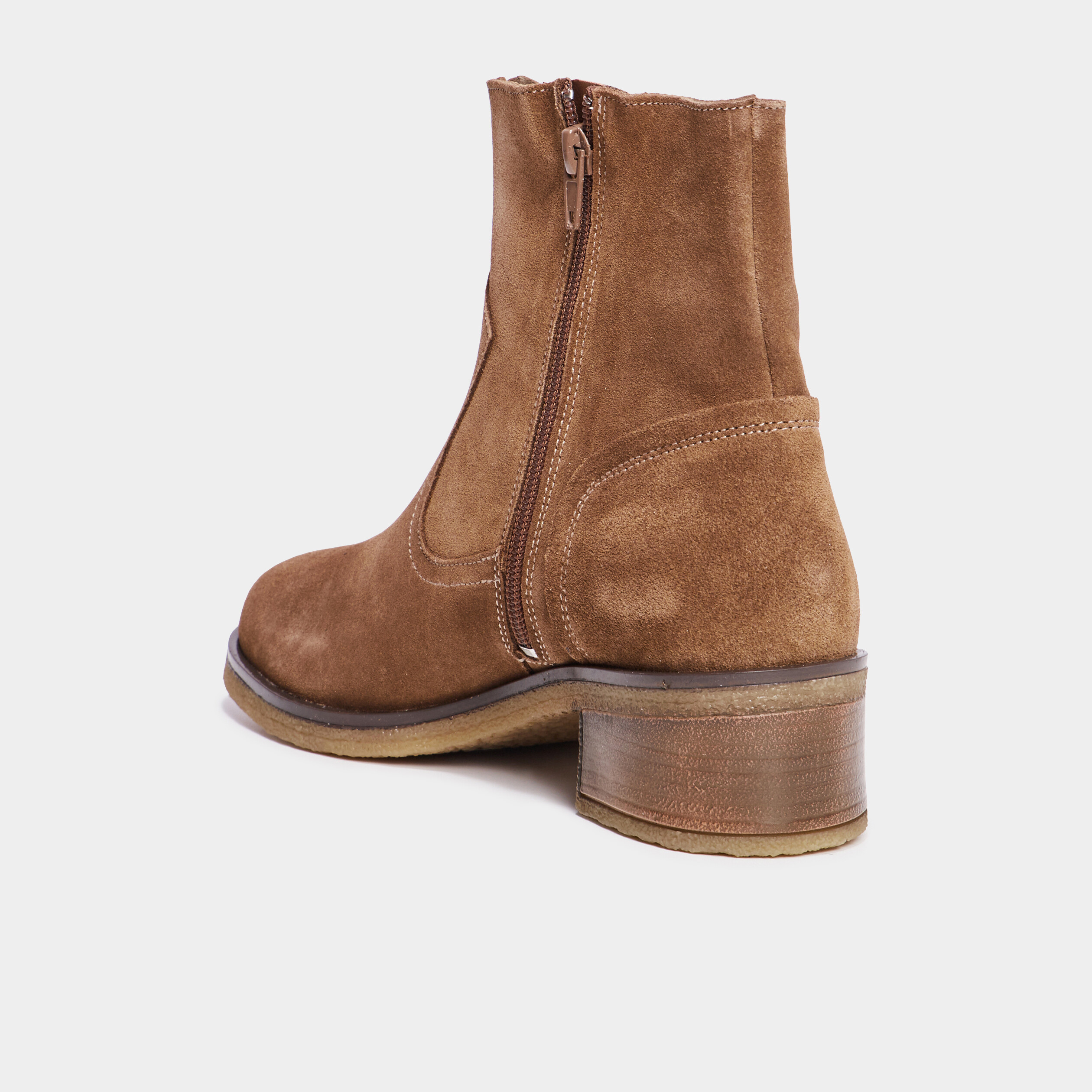 Bottines cuir daim &agrave; talons Creeks taupe femme