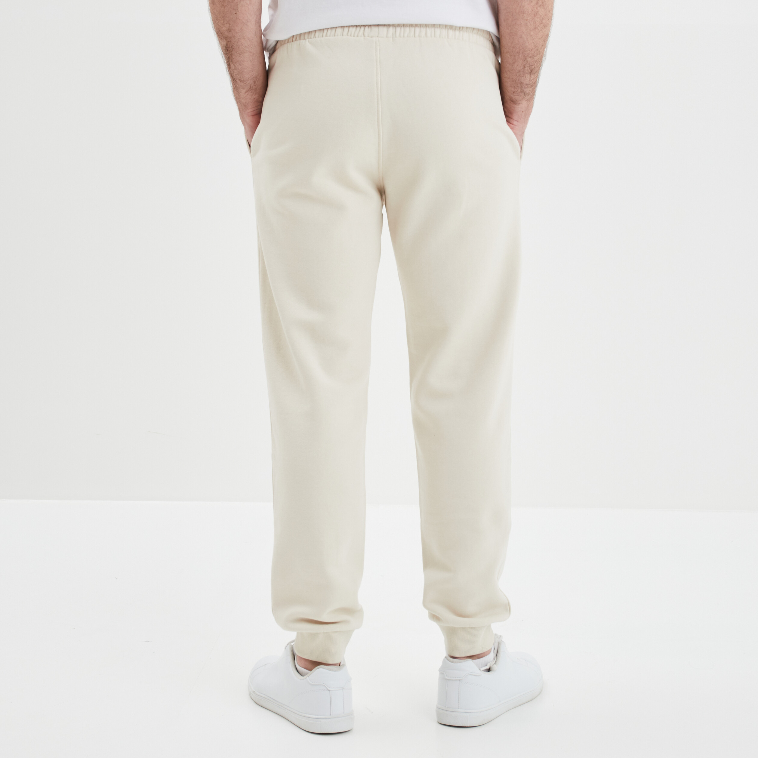 Pantalon jogging droit molleton ecru homme