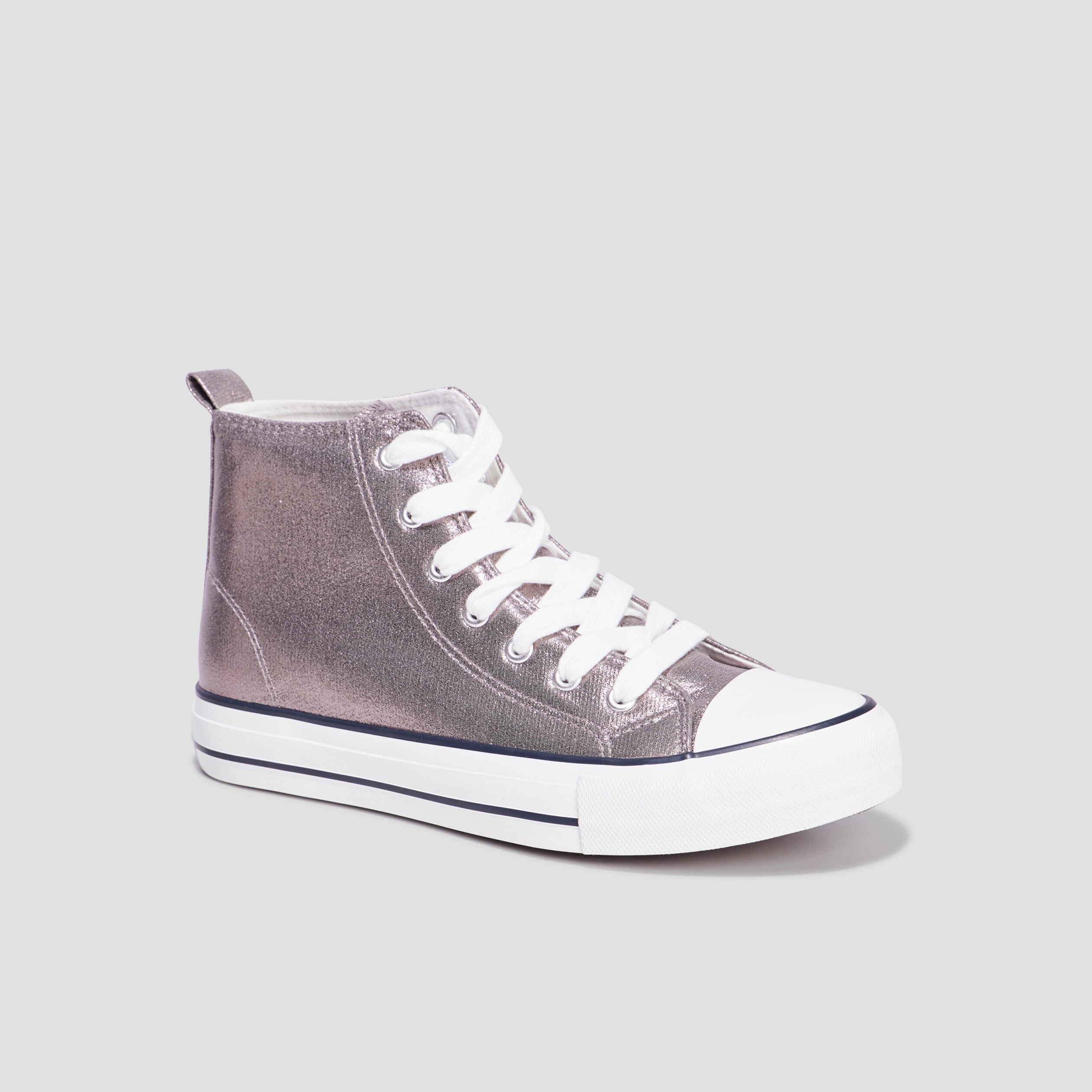 Tennis montantes &agrave; lacets Creeks gris argent femme