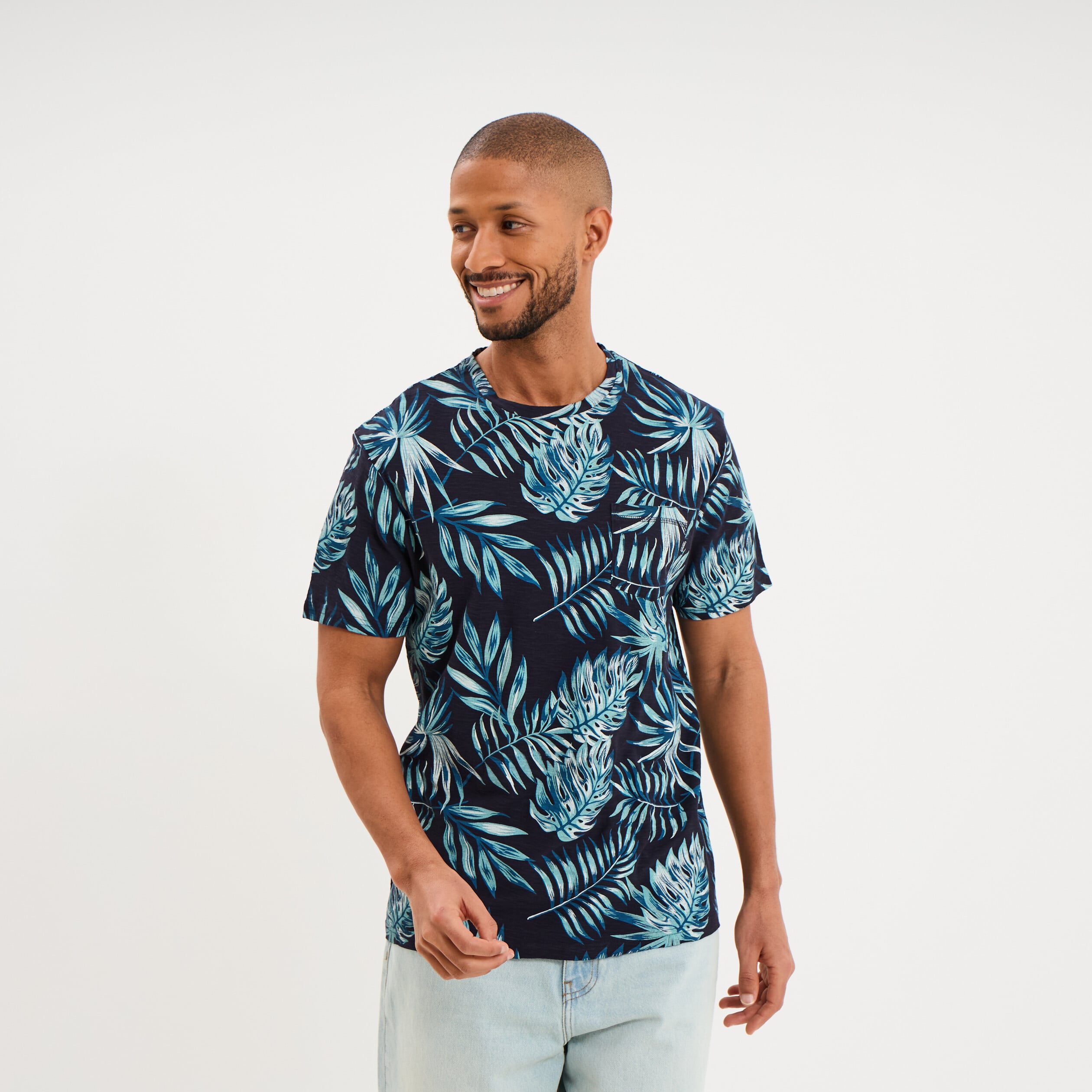 T-shirt manches courtes bleu marine homme