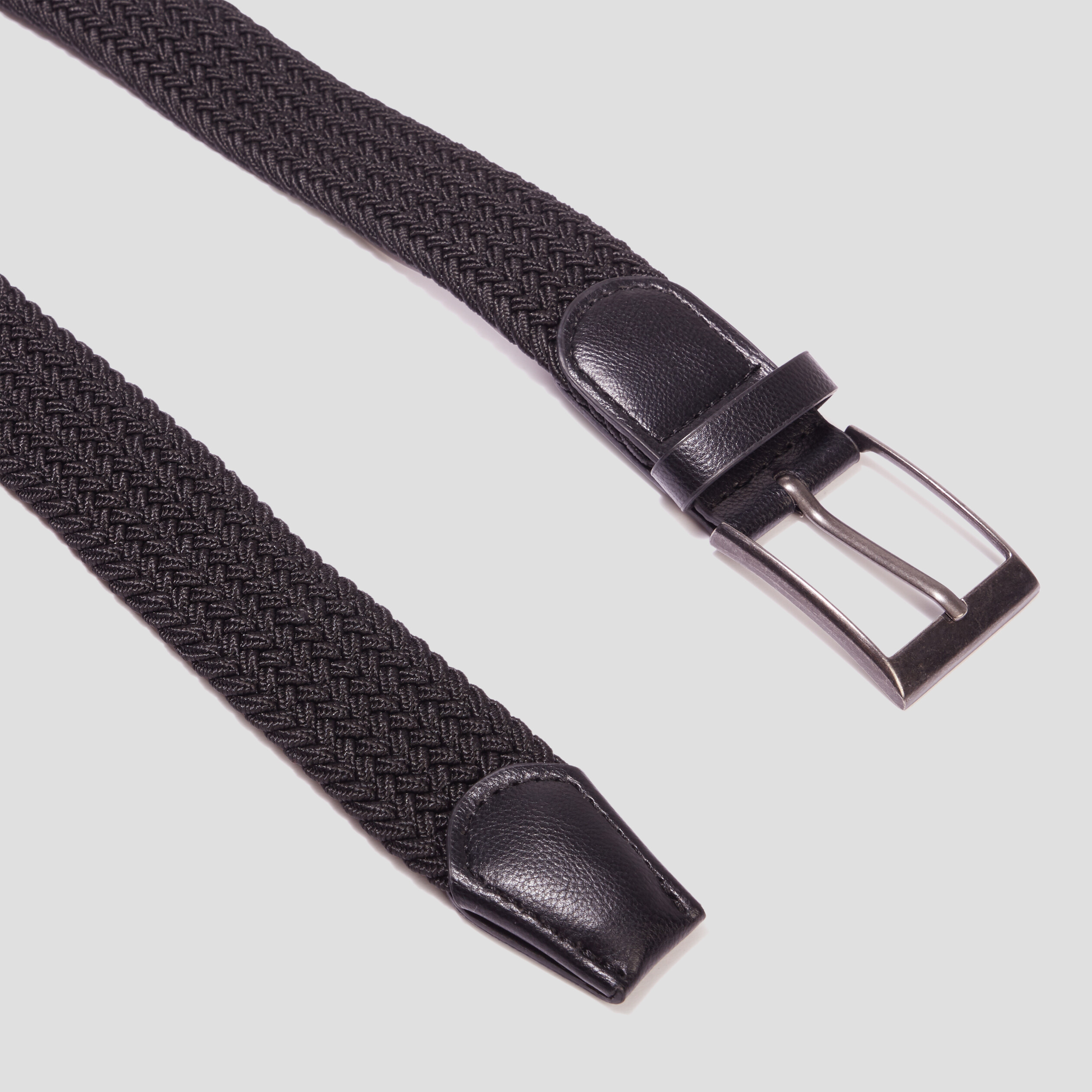 Ceinture tress&eacute;e noir homme