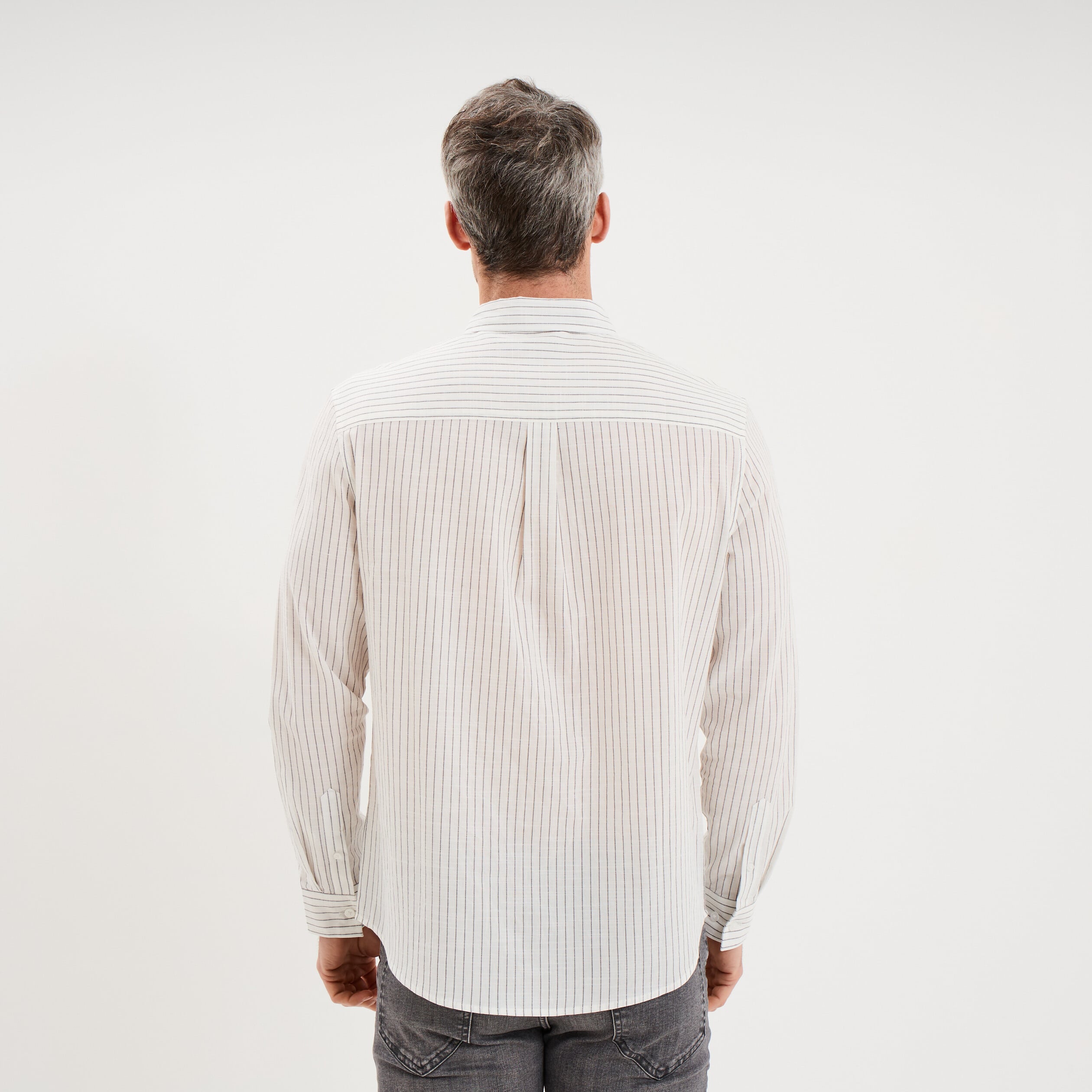 Chemise manches longues coton beige homme