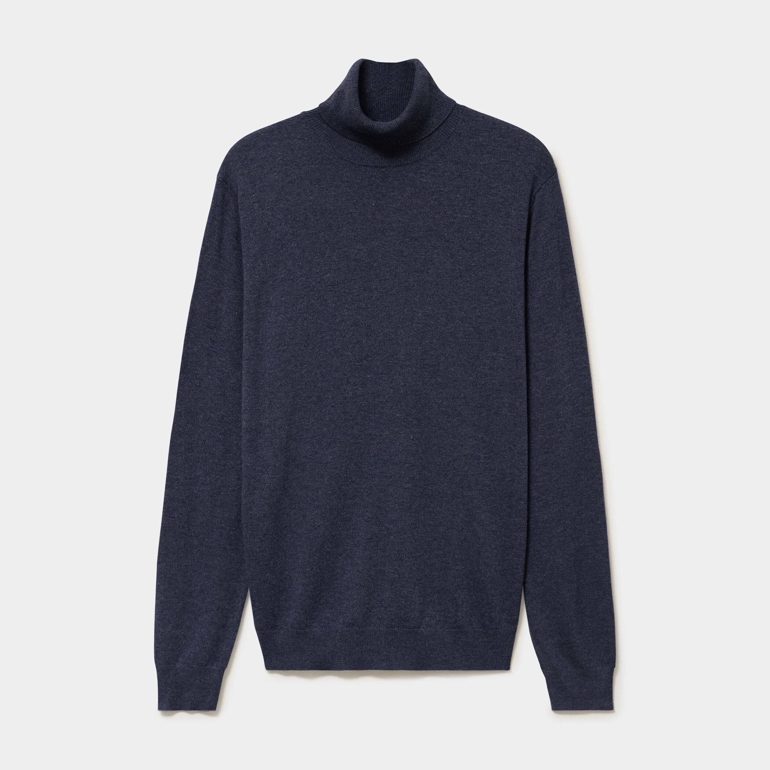 Pull col roul&eacute; manches longues bleu marine homme