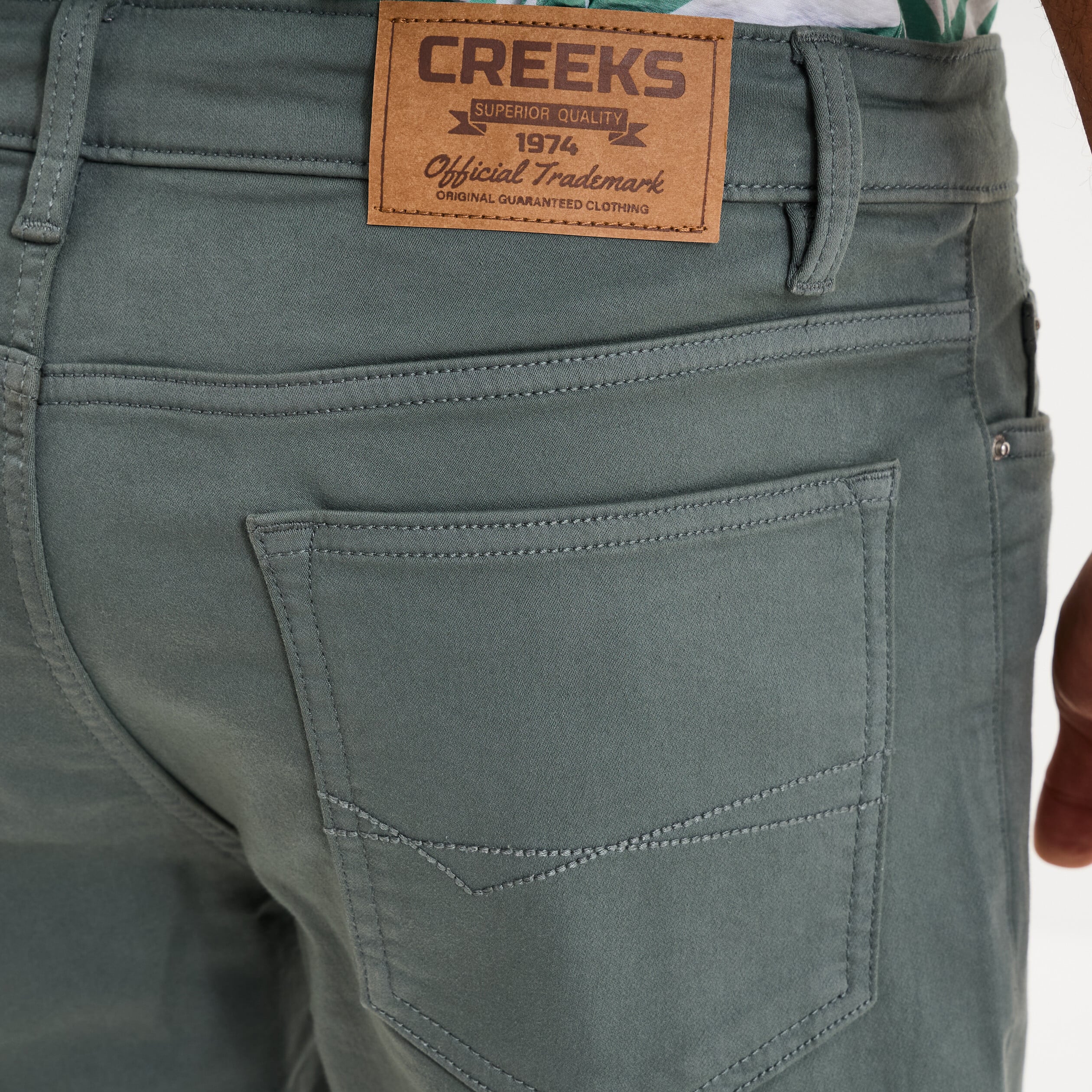 Bermuda en jean straight 5 poches vert kaki homme