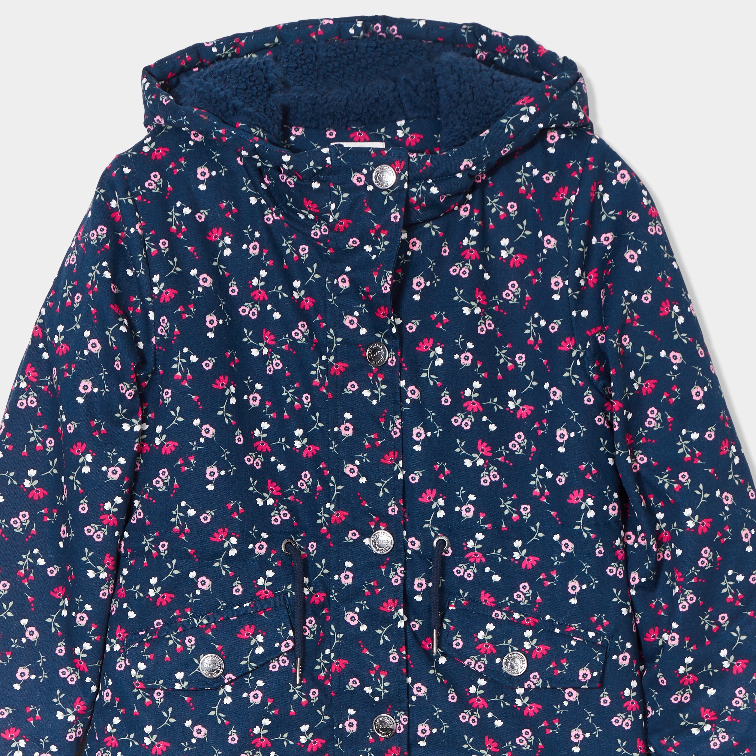 parka droite a capuche bleu marine fille Parka droite à capuche bleu marine fille