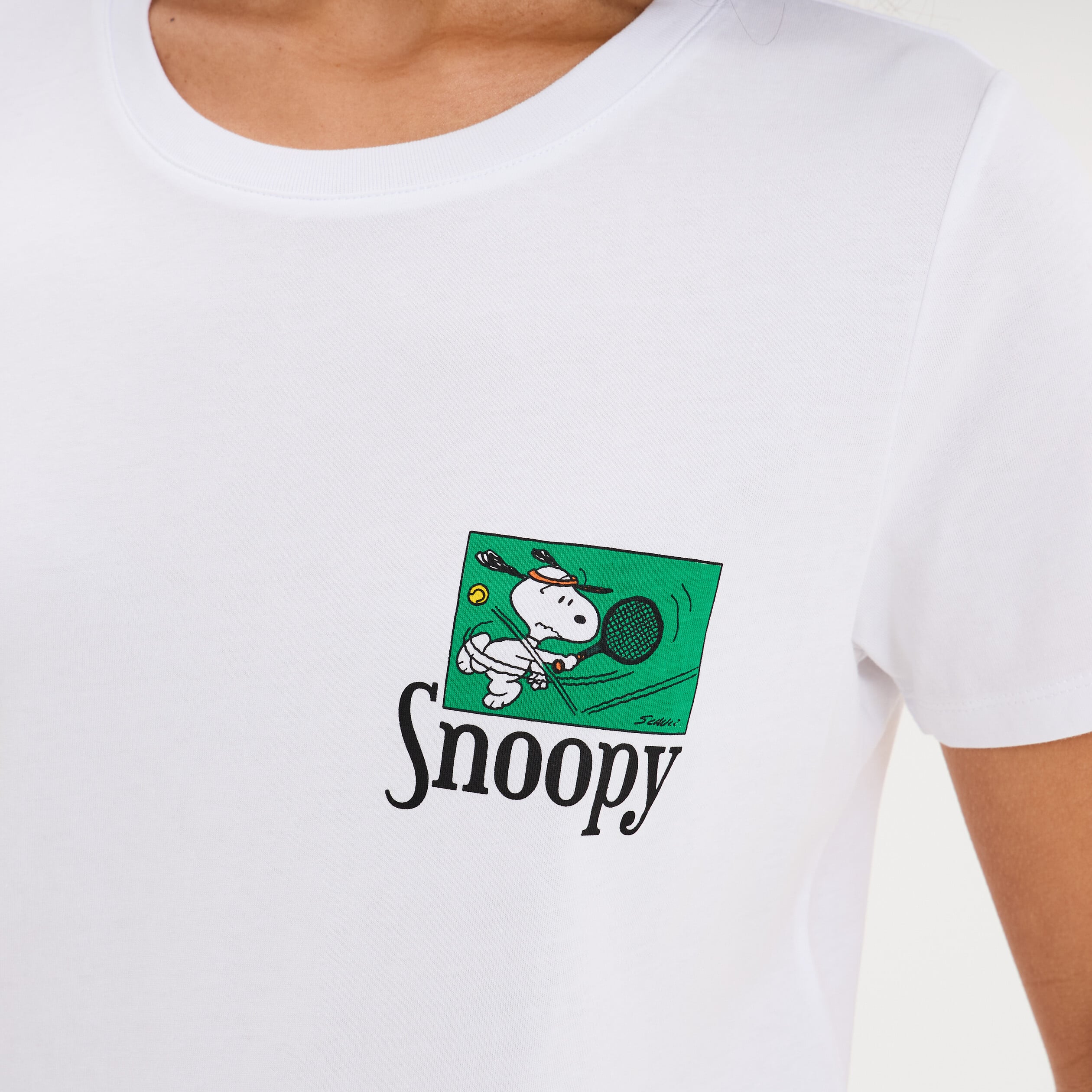 T-shirt manches courtes coton Snoopy blanc femme
