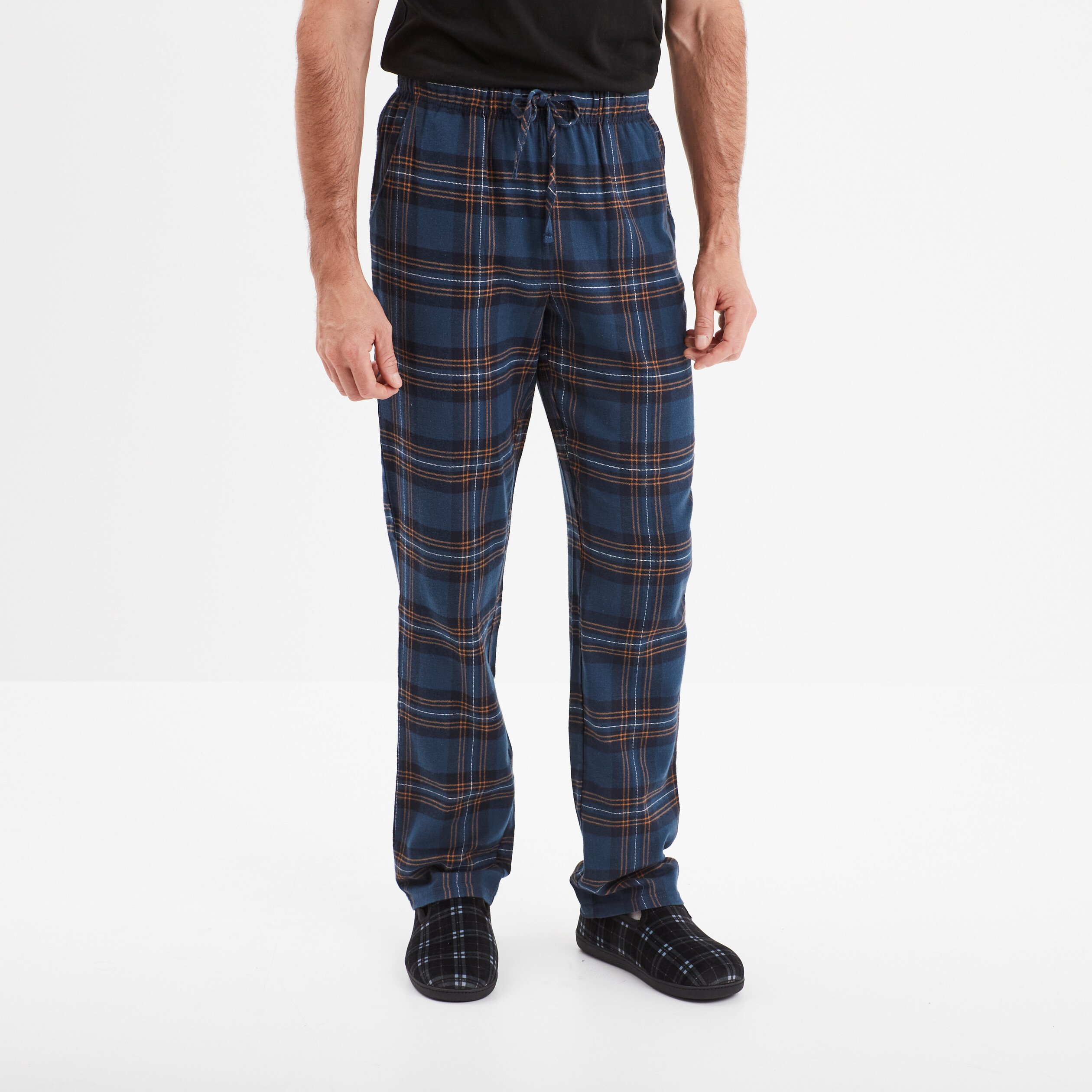 pantalon de pyjama coton coupe droite bleu homme Pantalon de pyjama coton coupe droite bleu homme