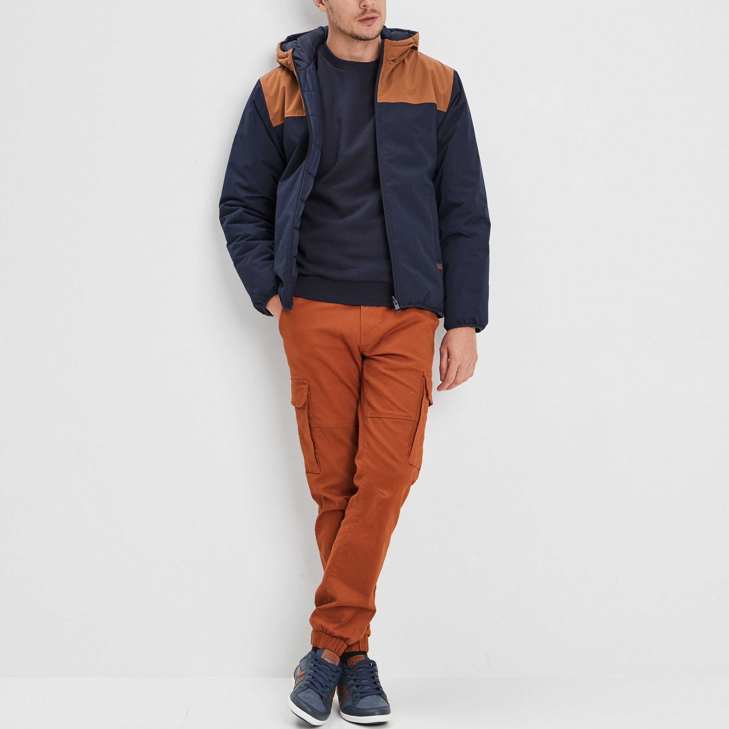 Sweat molleton col rond bleu marine homme