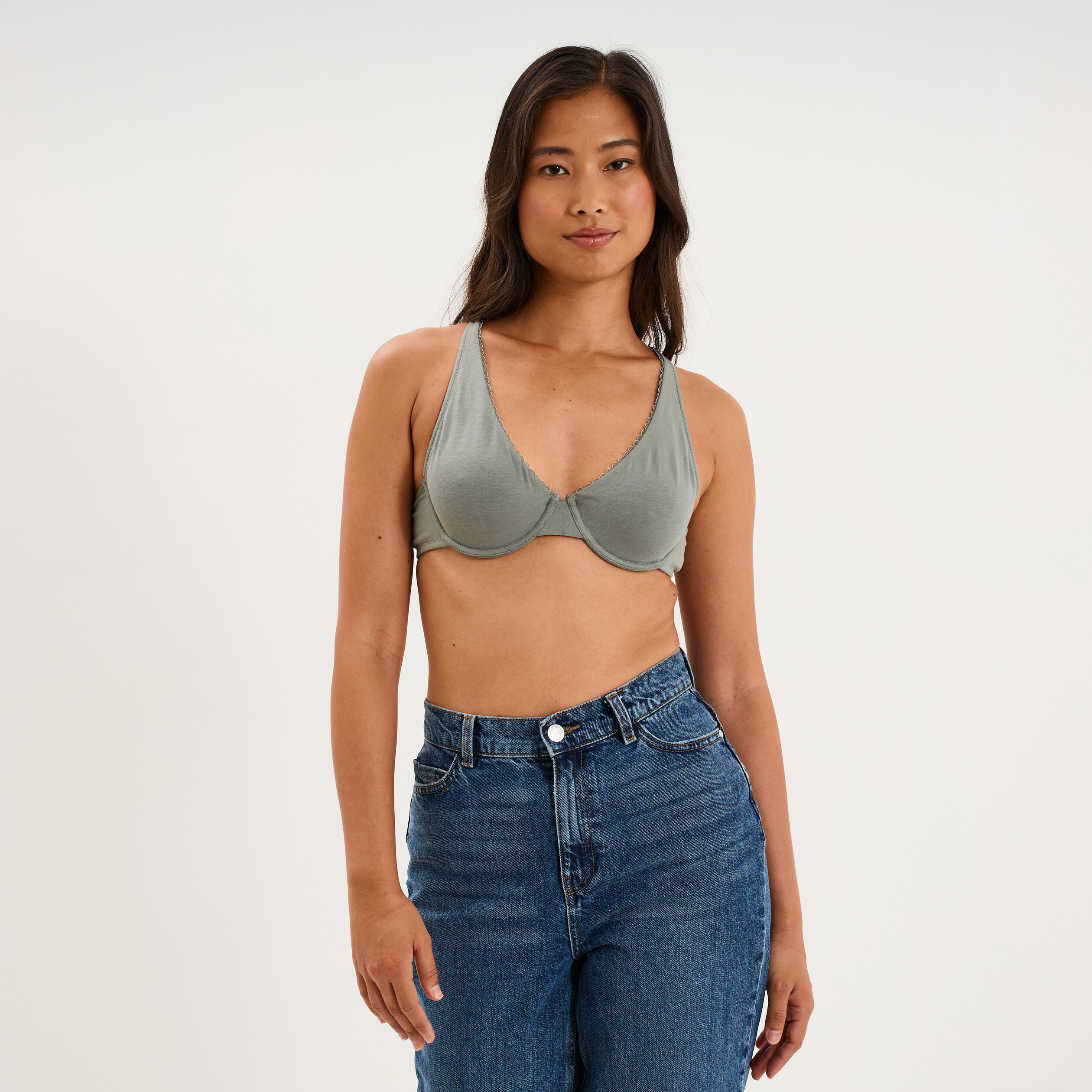 Soutien-gorge foulard coton majoritaire vert clair femme